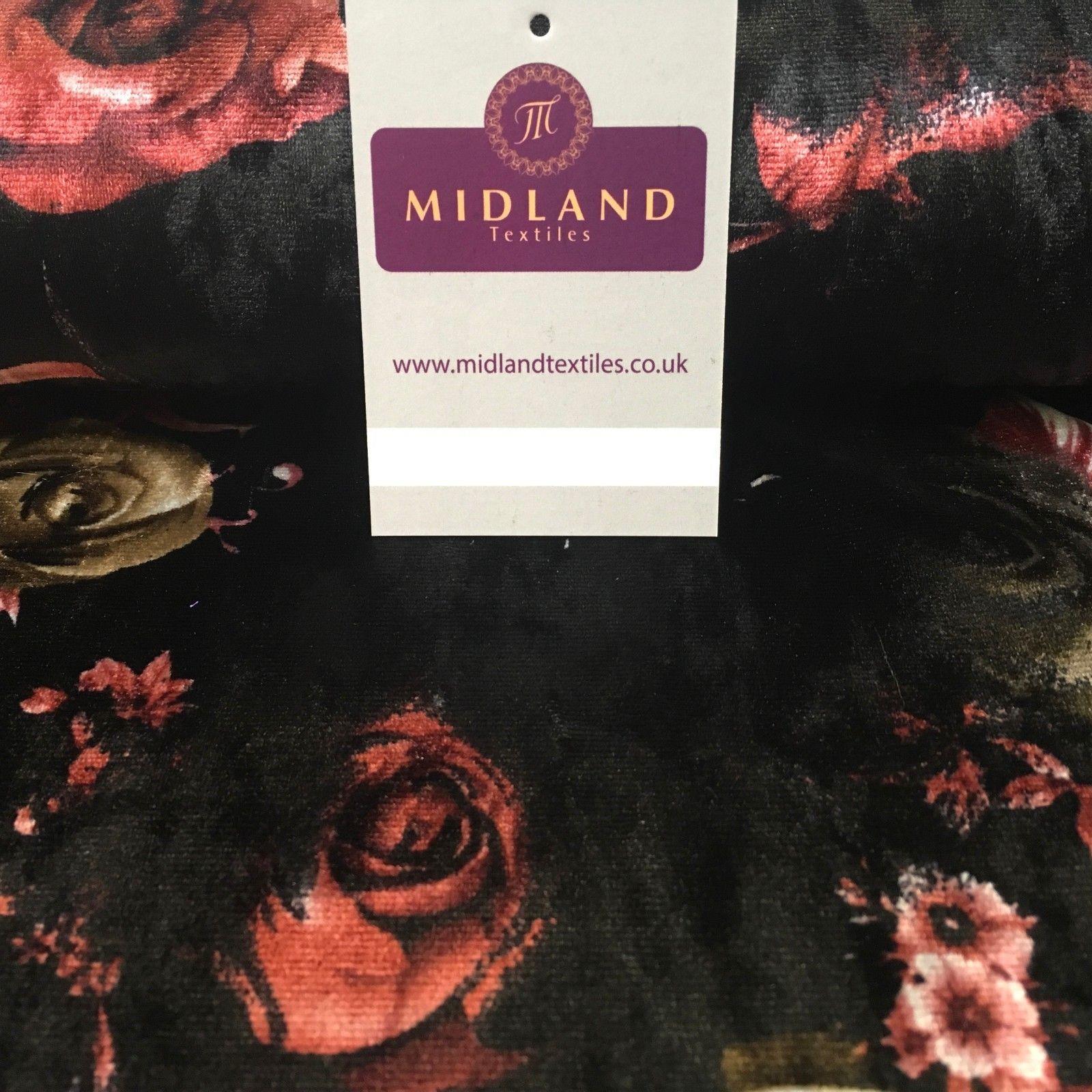 Vintage Floral Velvet Velour Stretch Printed dress fabric 55' Wide M991 Mtex