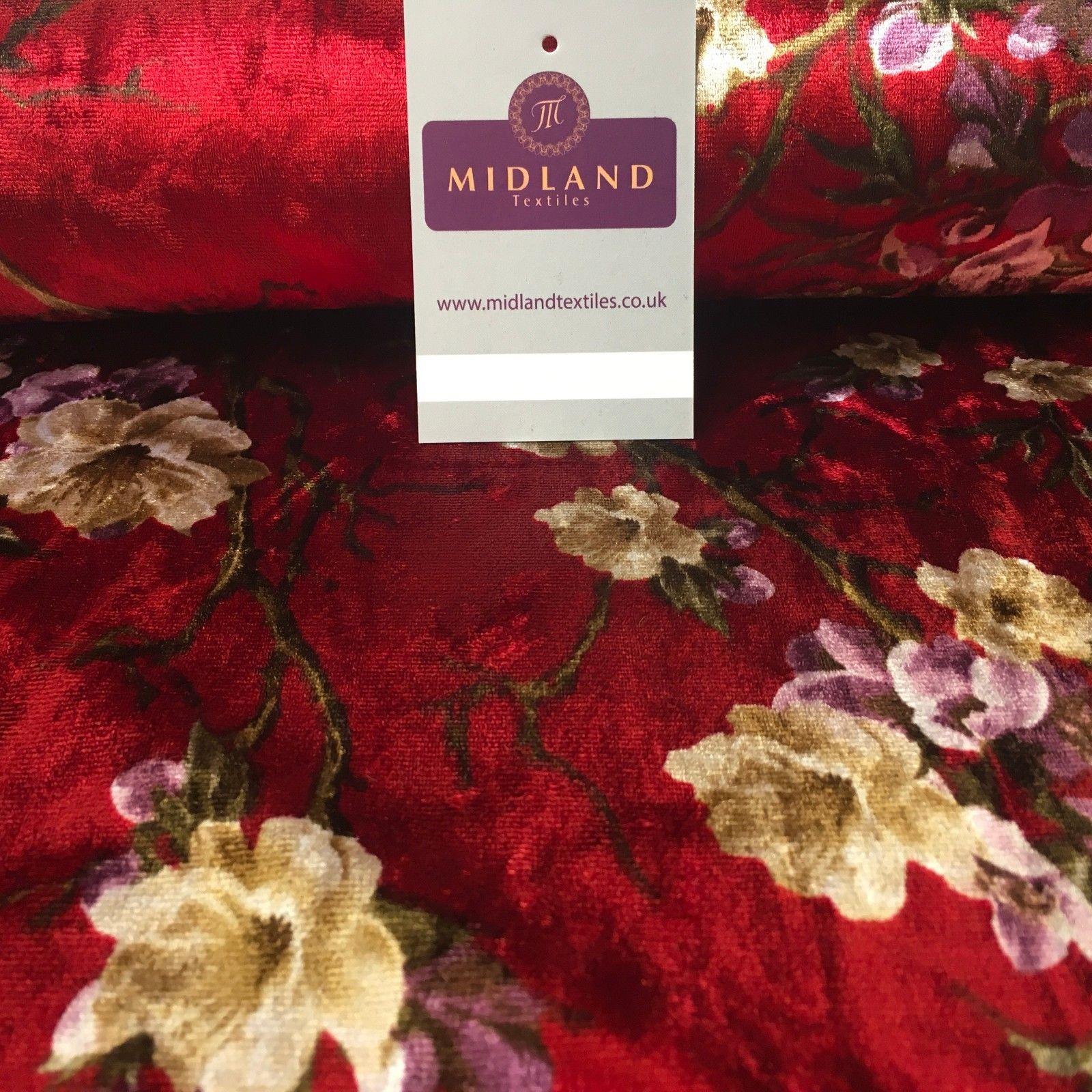 Vintage Floral Velvet Velour Stretch Printed dress fabric 55' Wide M991 Mtex