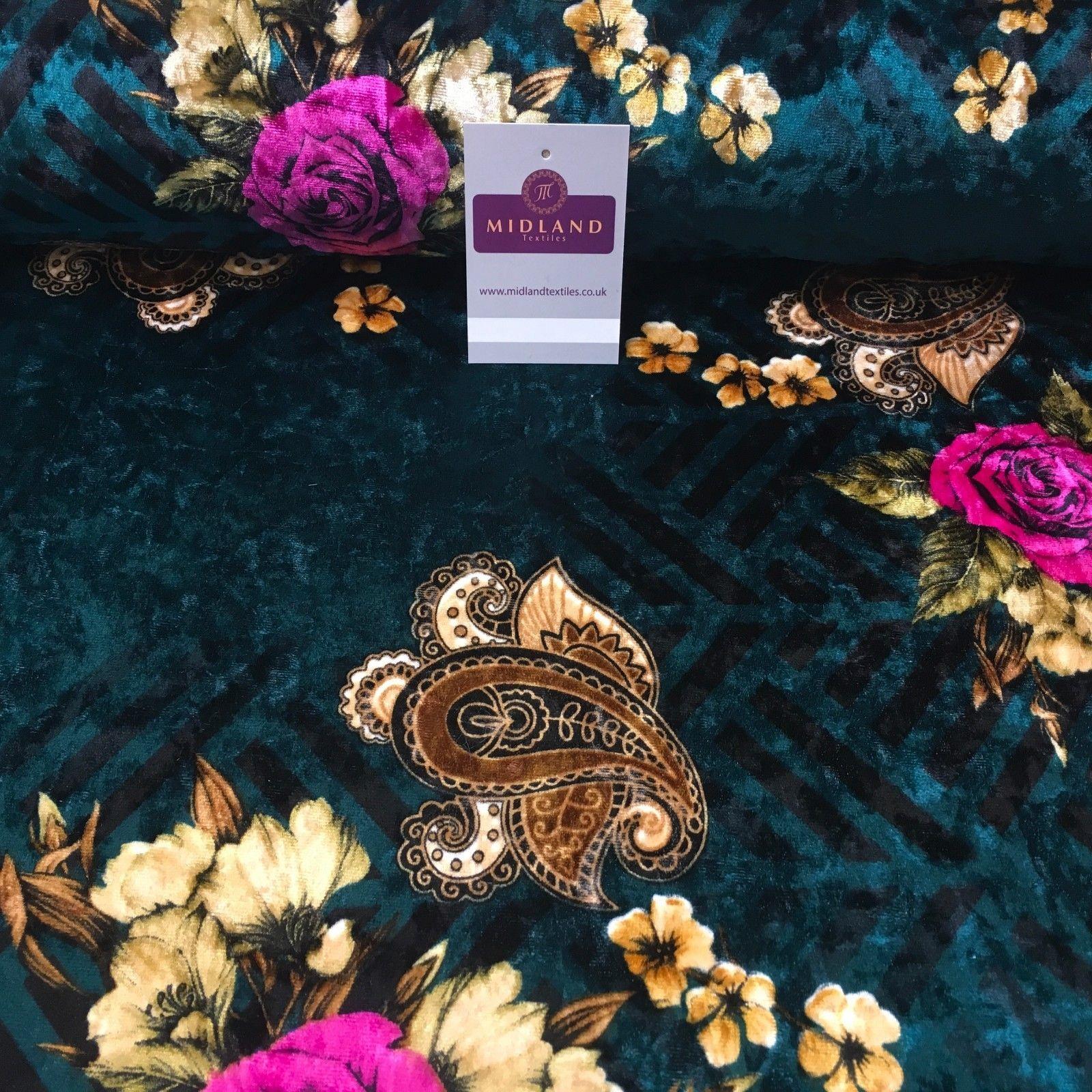 Vintage Floral Velvet Velour Stretch Printed dress fabric 55' Wide M991 Mtex