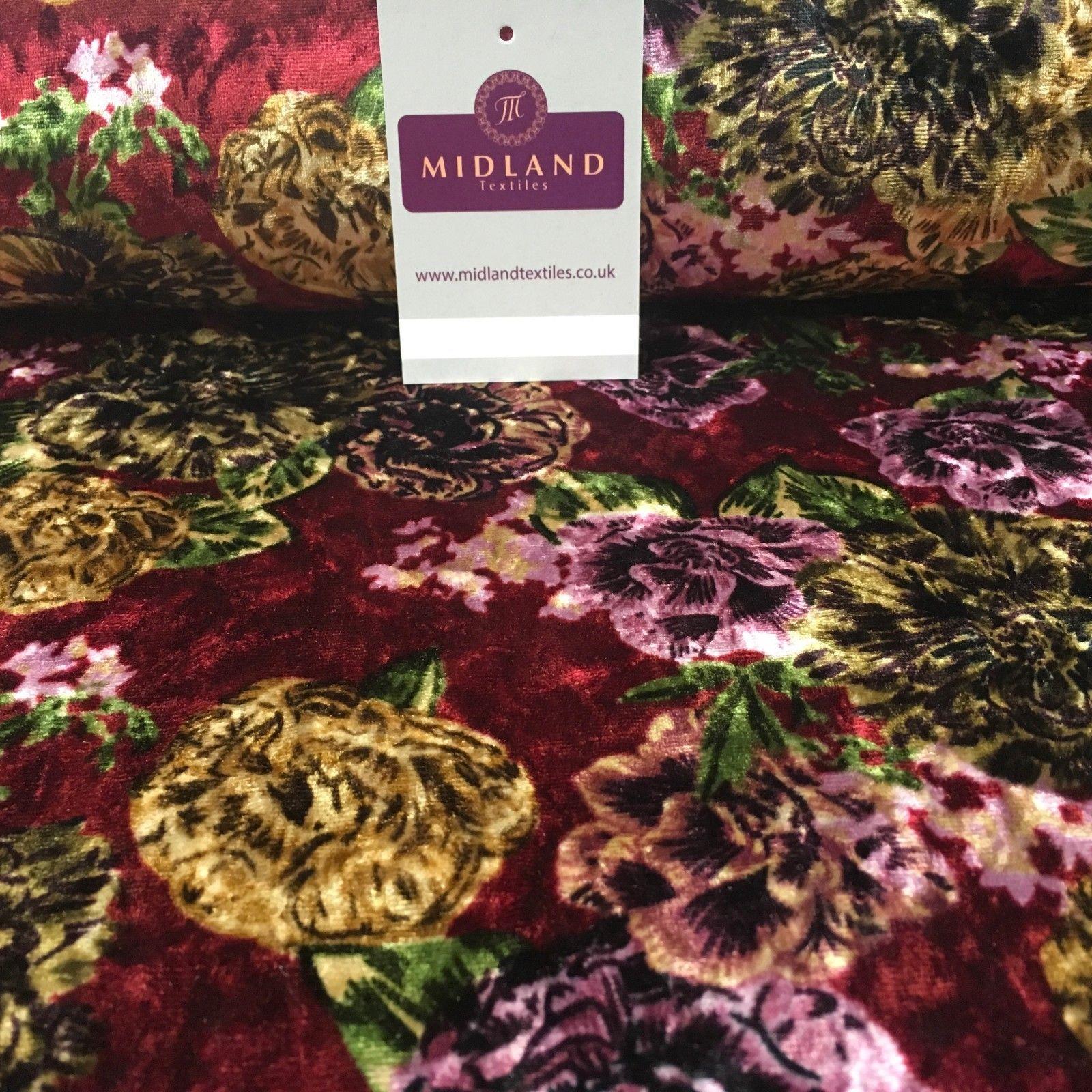 Vintage Floral Velvet Velour Stretch Printed dress fabric 55' Wide M991 Mtex