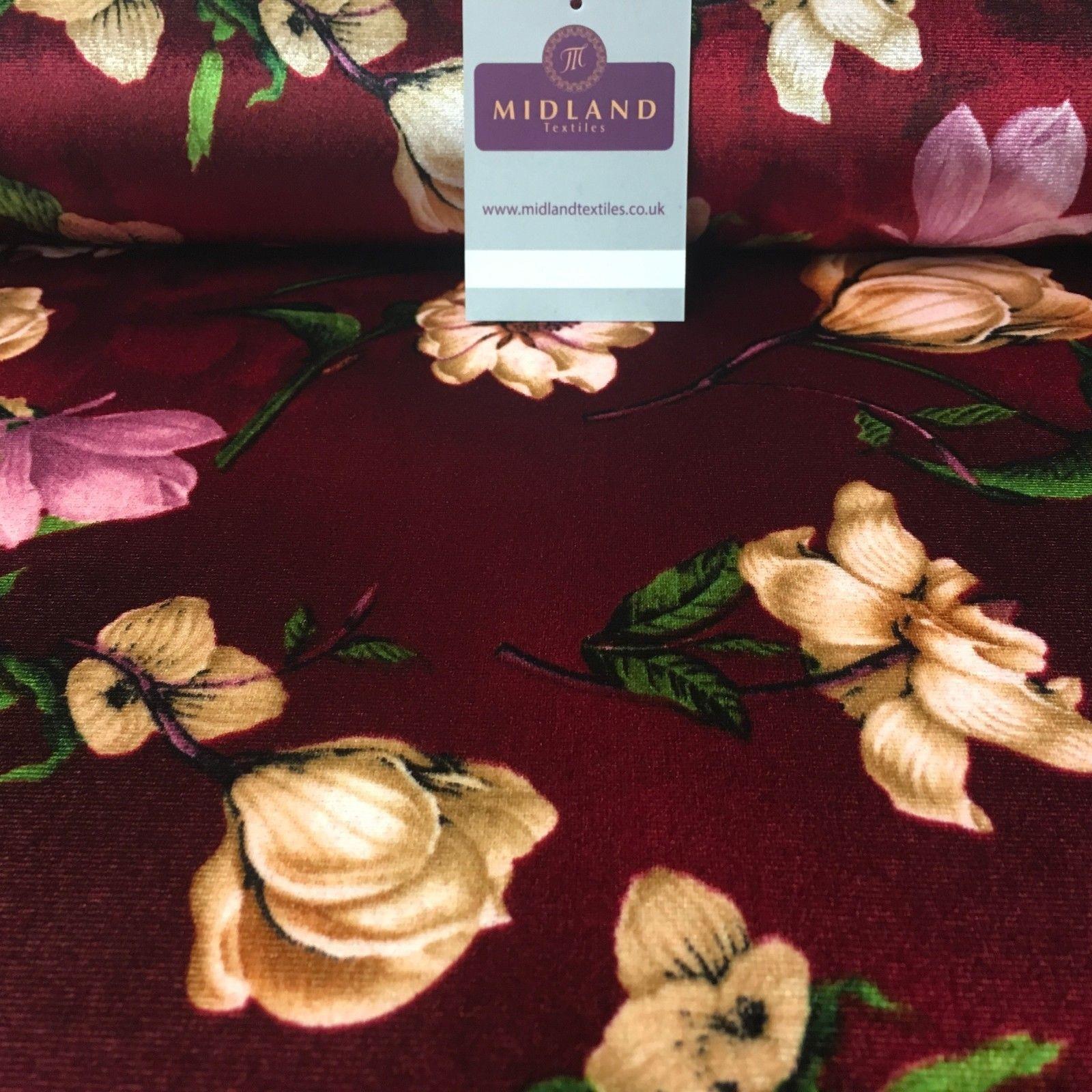 Vintage Floral Velvet Velour Stretch Printed dress fabric 55' Wide M991 Mtex