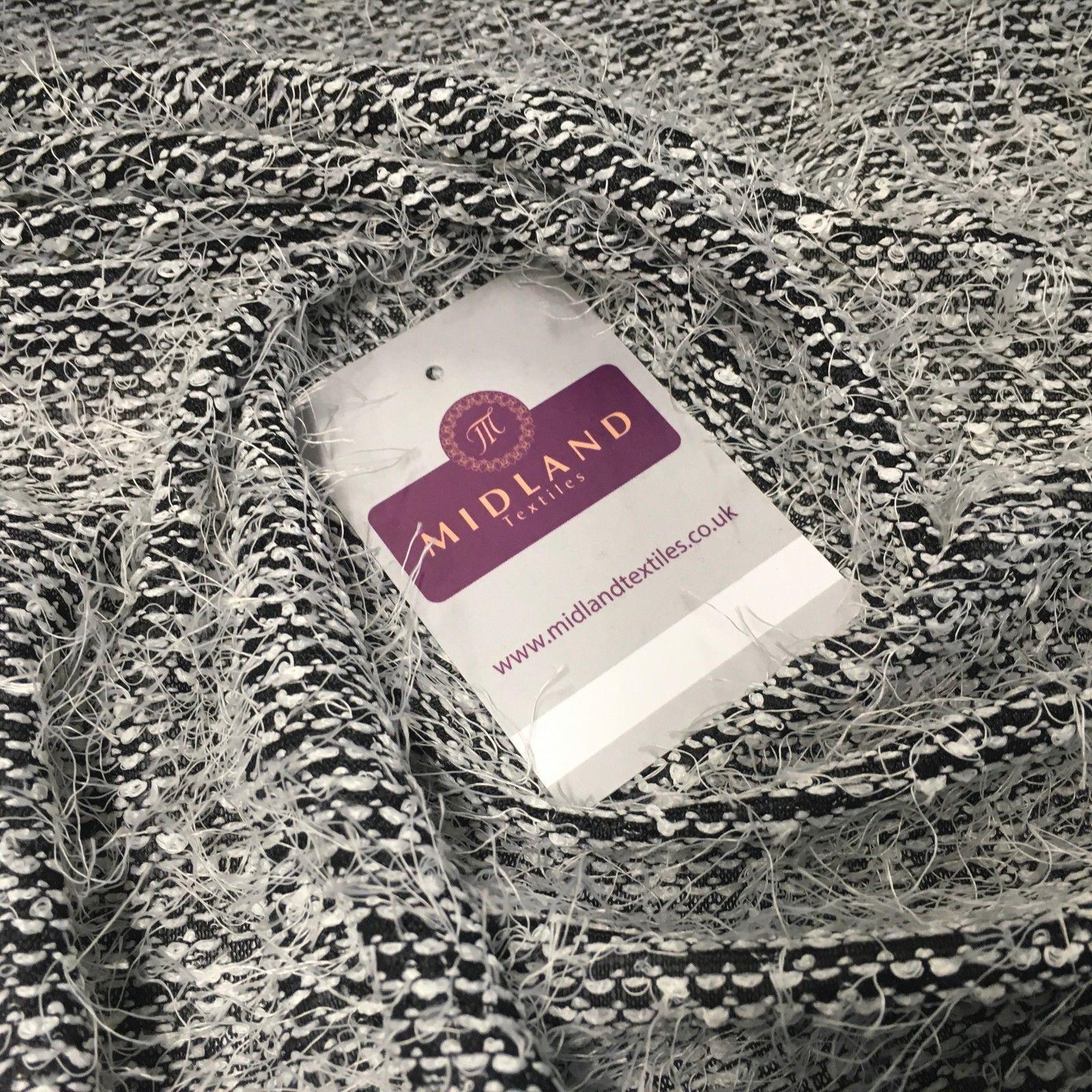 Black and White Hairy loose Thread knitted fabric 58' Wide MR997