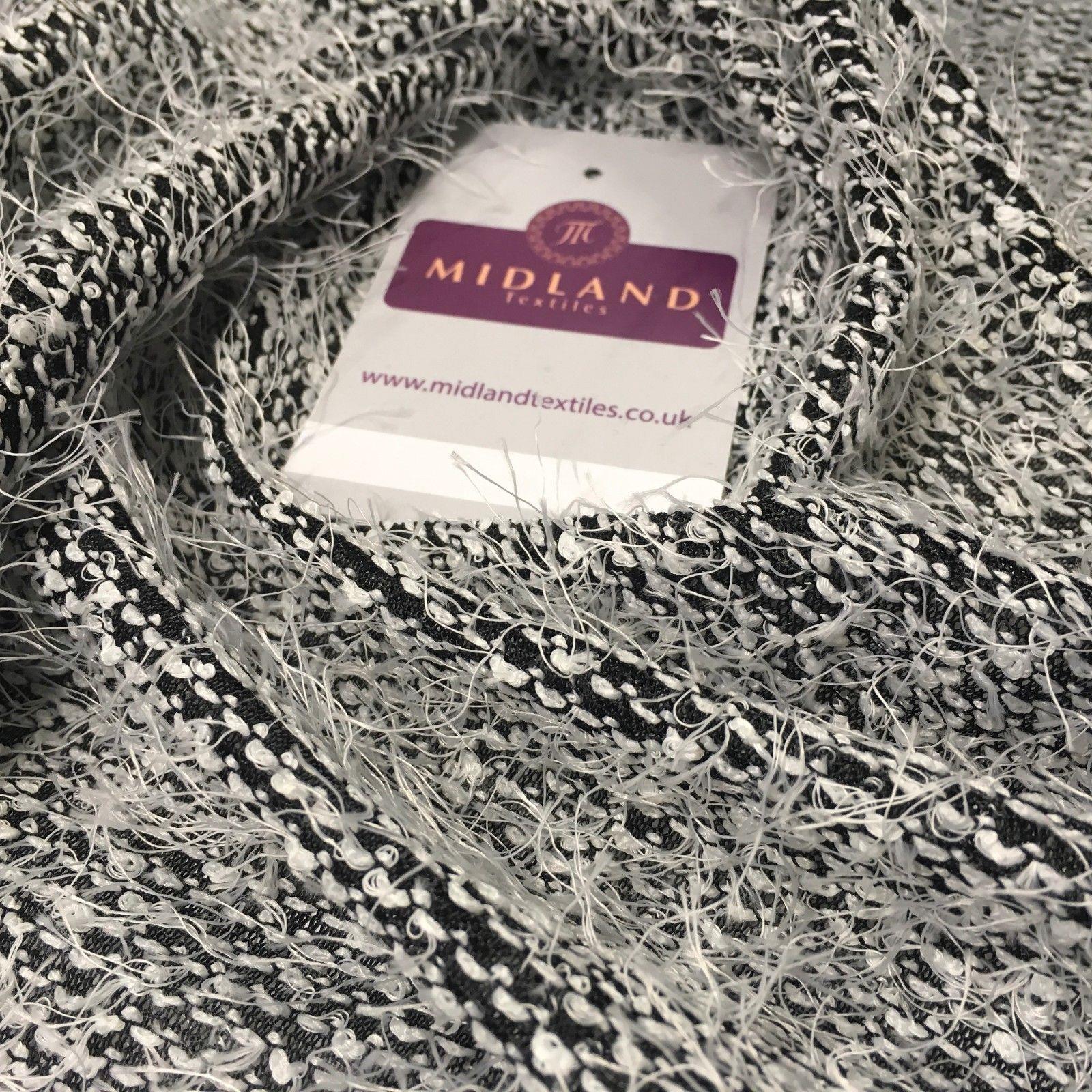 Black and White Hairy loose Thread knitted fabric 58' Wide MR997