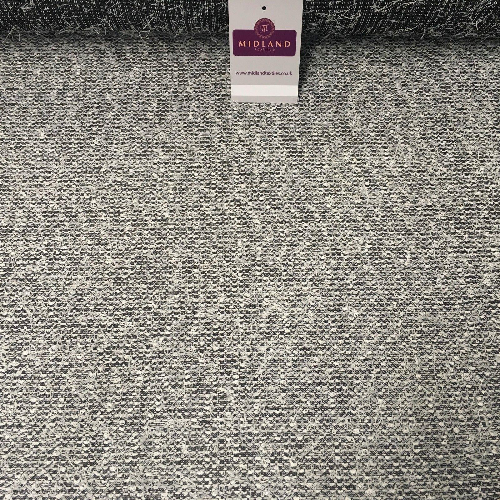 Black and White Hairy loose Thread knitted fabric 58' Wide MR997