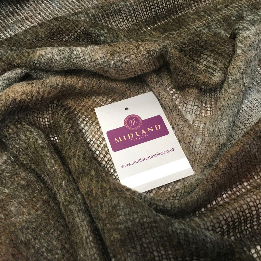 Brown Two tonal loose Boucle Knit wooly Scarf fabric 55