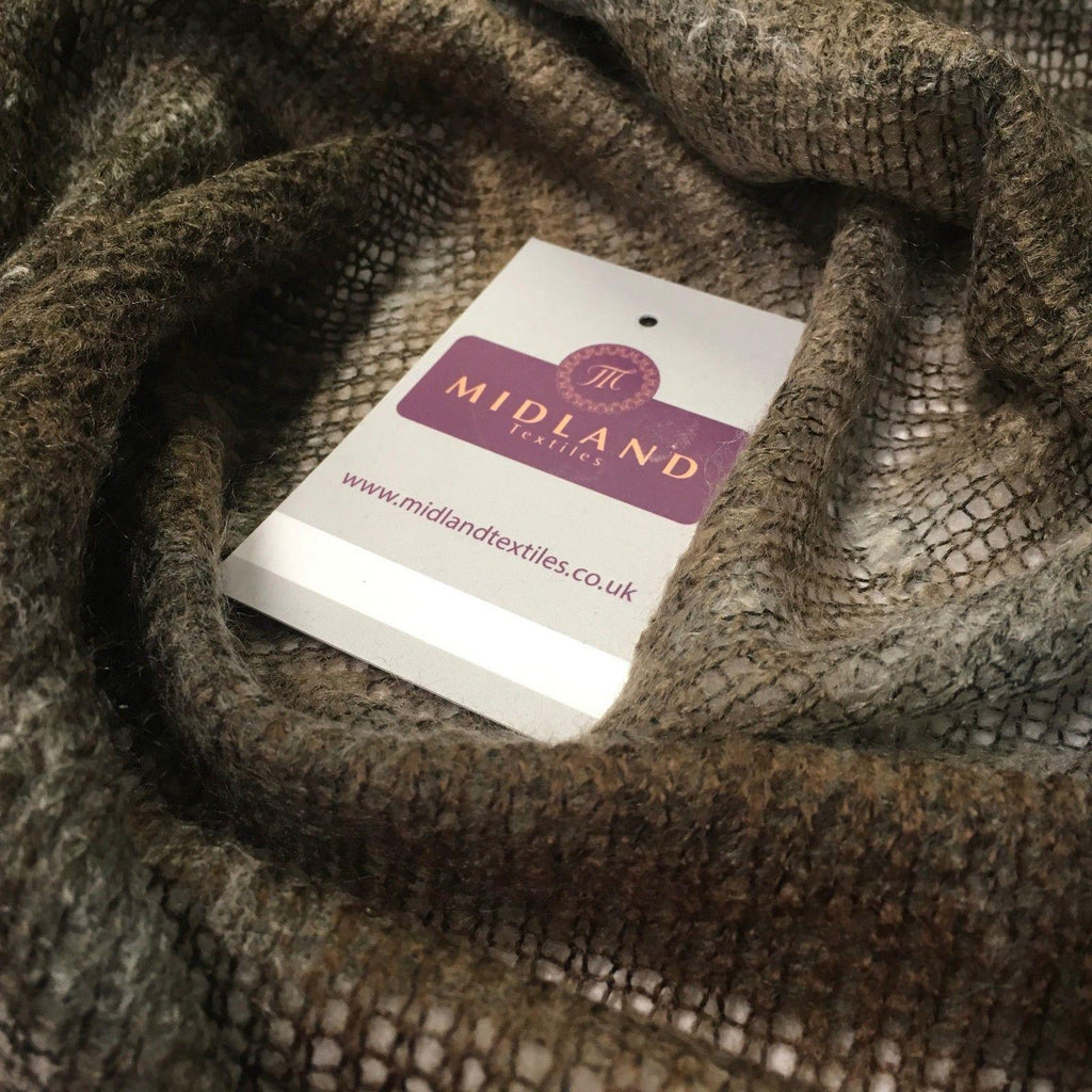 Brown Two tonal loose Boucle Knit wooly Scarf fabric 55