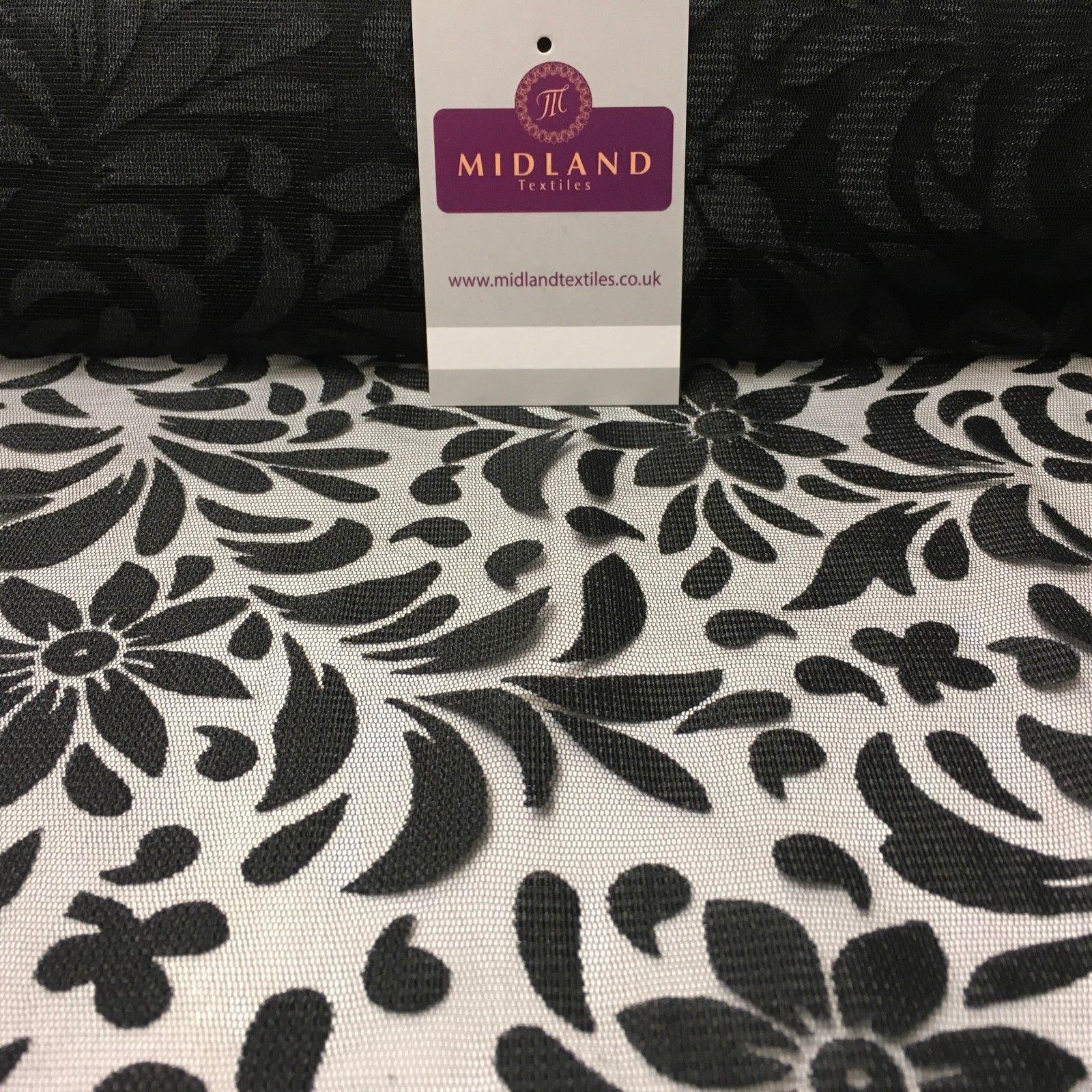 Black Floral Burnout Net Dress fabric 44' Wide M1032 Mtex