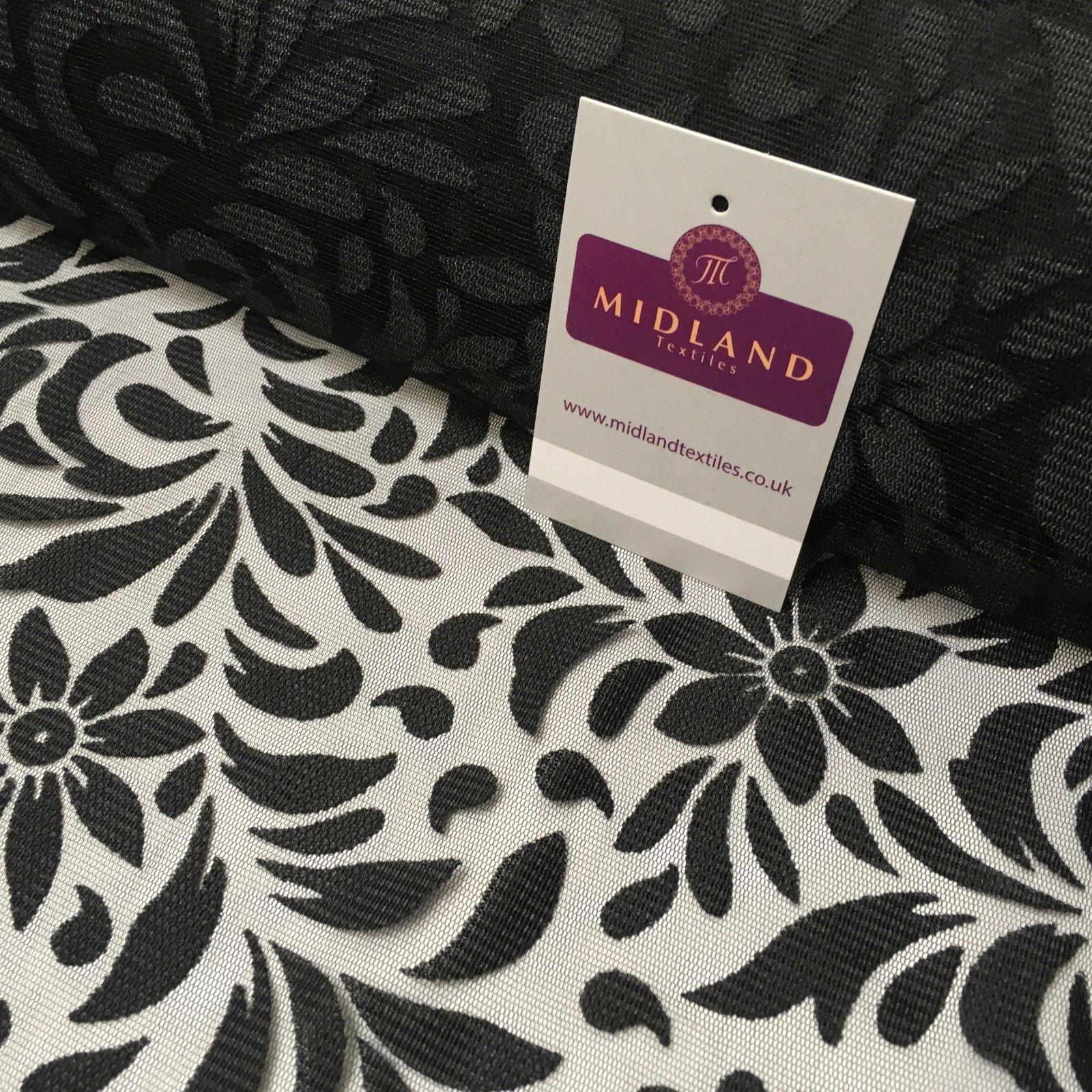 Black Floral Burnout Net Dress fabric 44' Wide M1032 Mtex