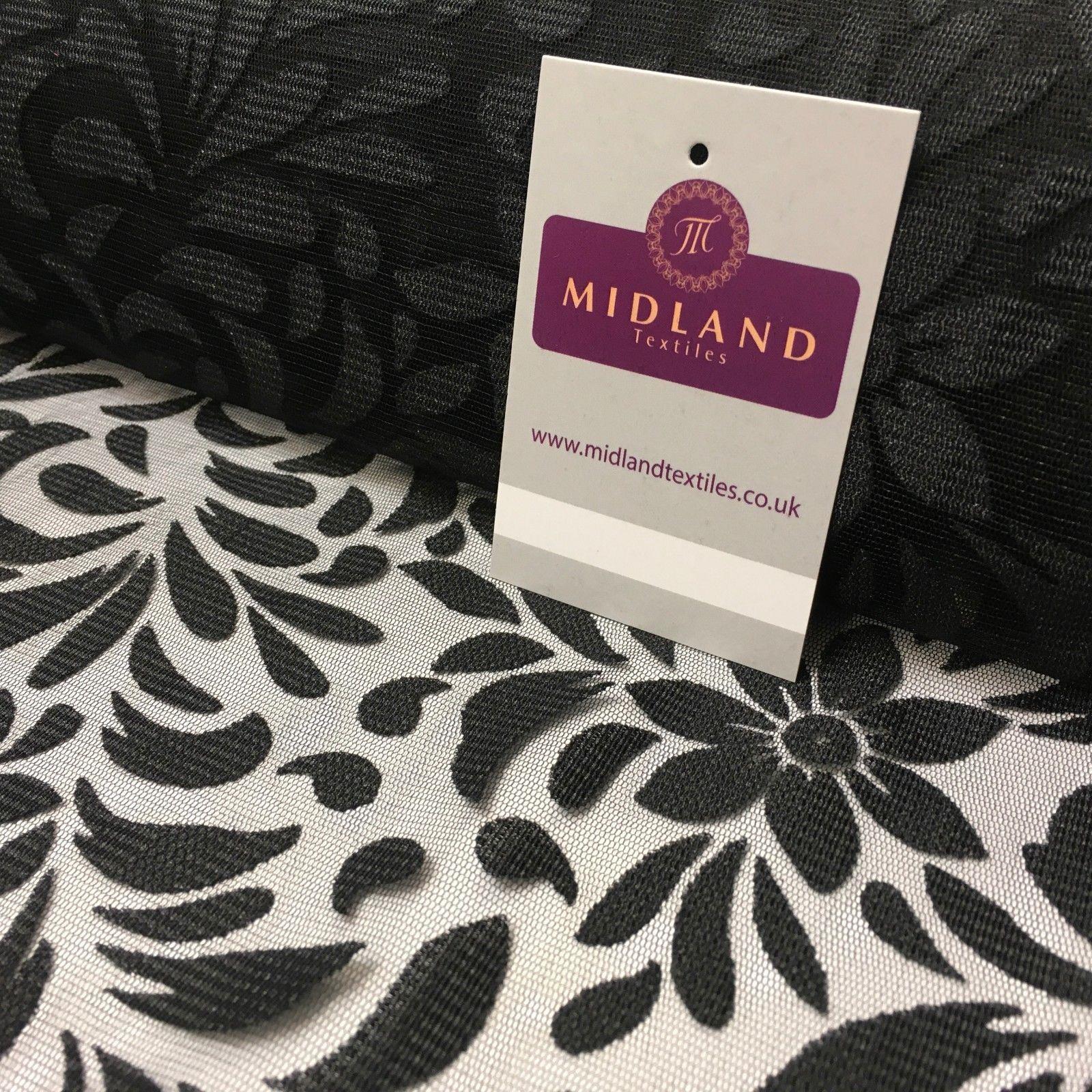 Black Floral Burnout Net Dress fabric 44' Wide M1032 Mtex