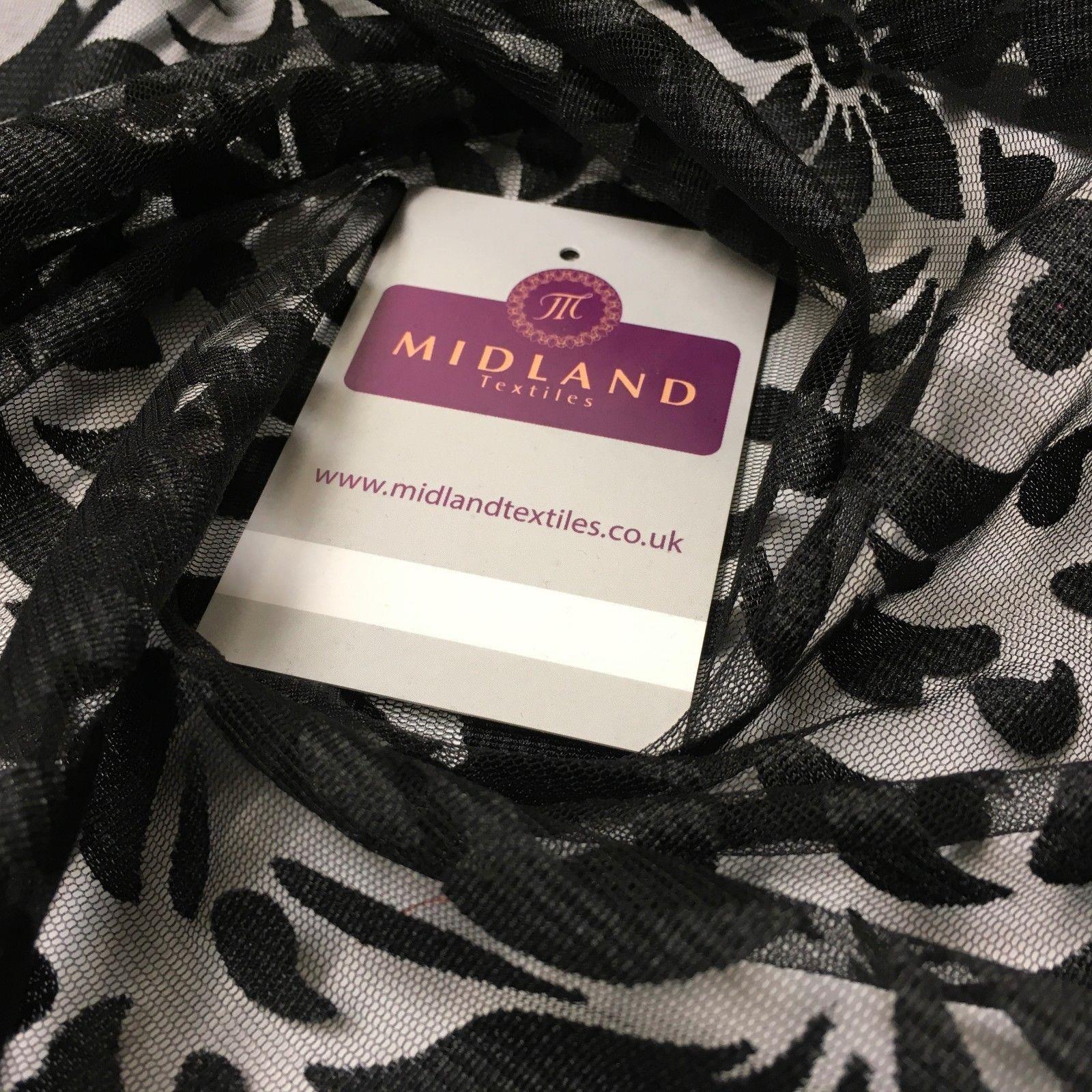 Black Floral Burnout Net Dress fabric 44' Wide M1032 Mtex