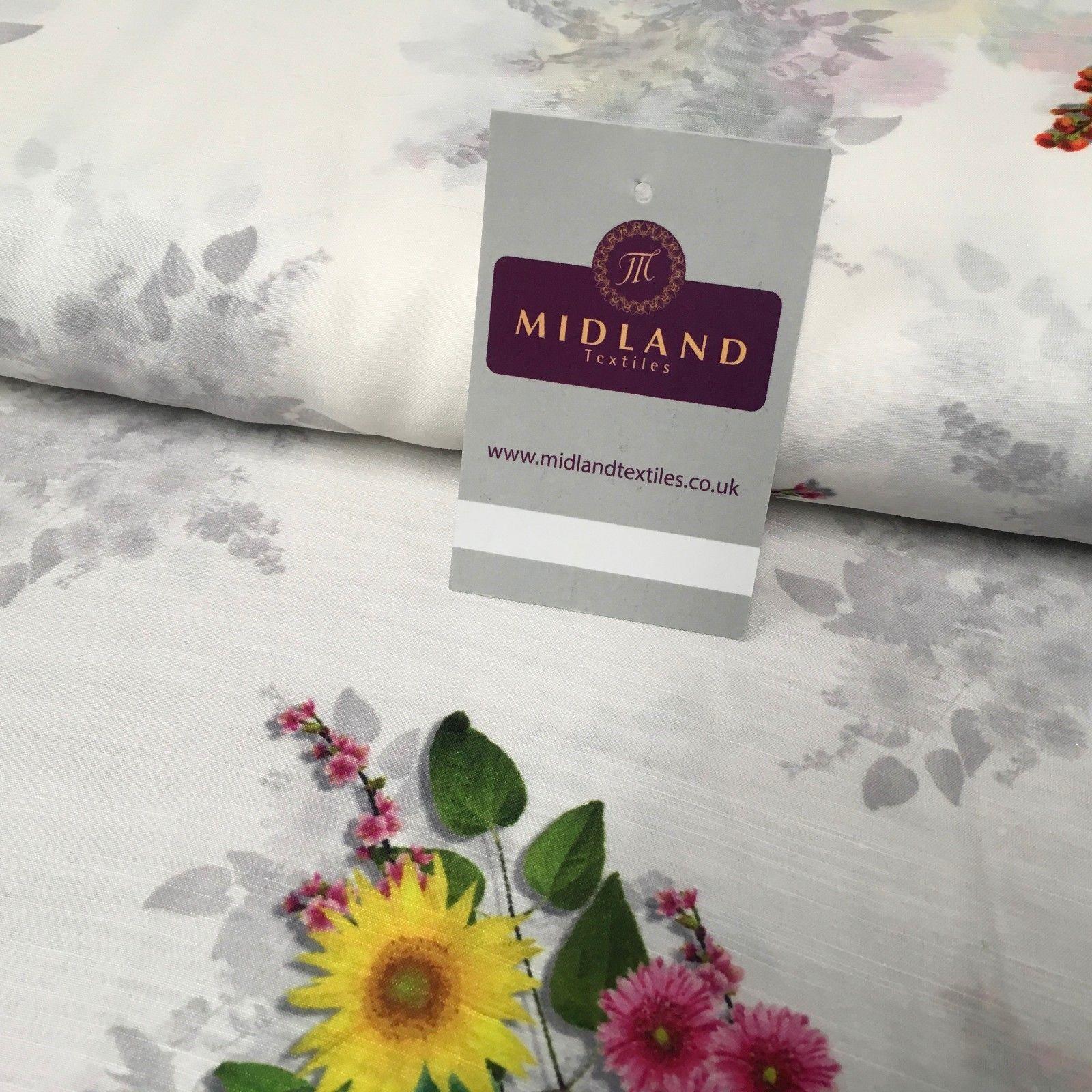 White Floral Printed Poly Muslin Lightweight Fabric 44' M1025 Mtex