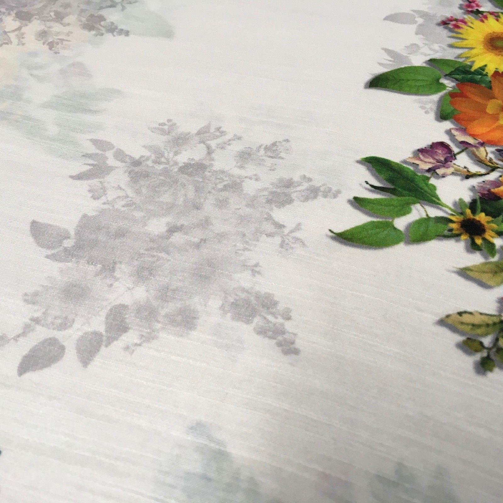 White Floral Printed Poly Muslin Lightweight Fabric 44' M1025 Mtex