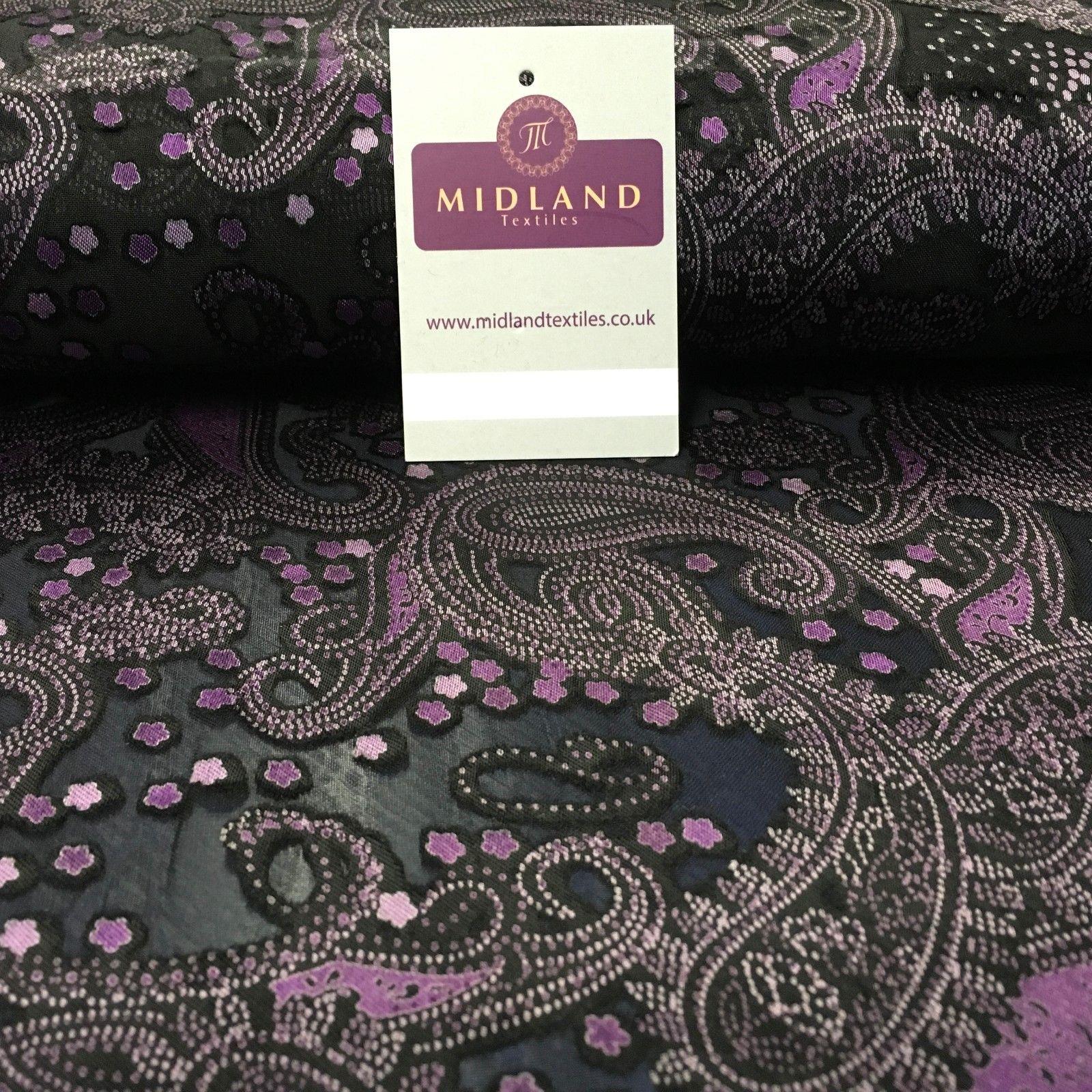 Paisley Printed Burnout Satin Devoré Braso Chiffon fabric 58' Wide MA1028 Mtex