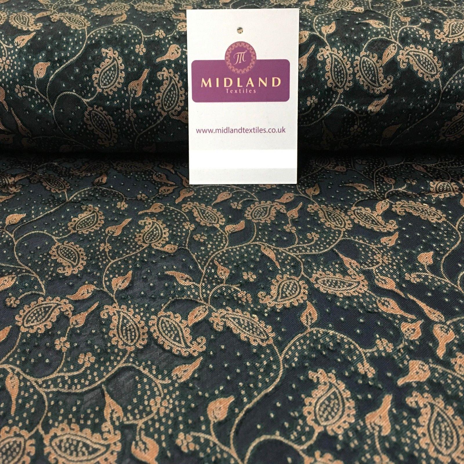 Small Paisley Burnout Devoré poly Viscose Dress Fabric 58' Wide MA1027 Mtex