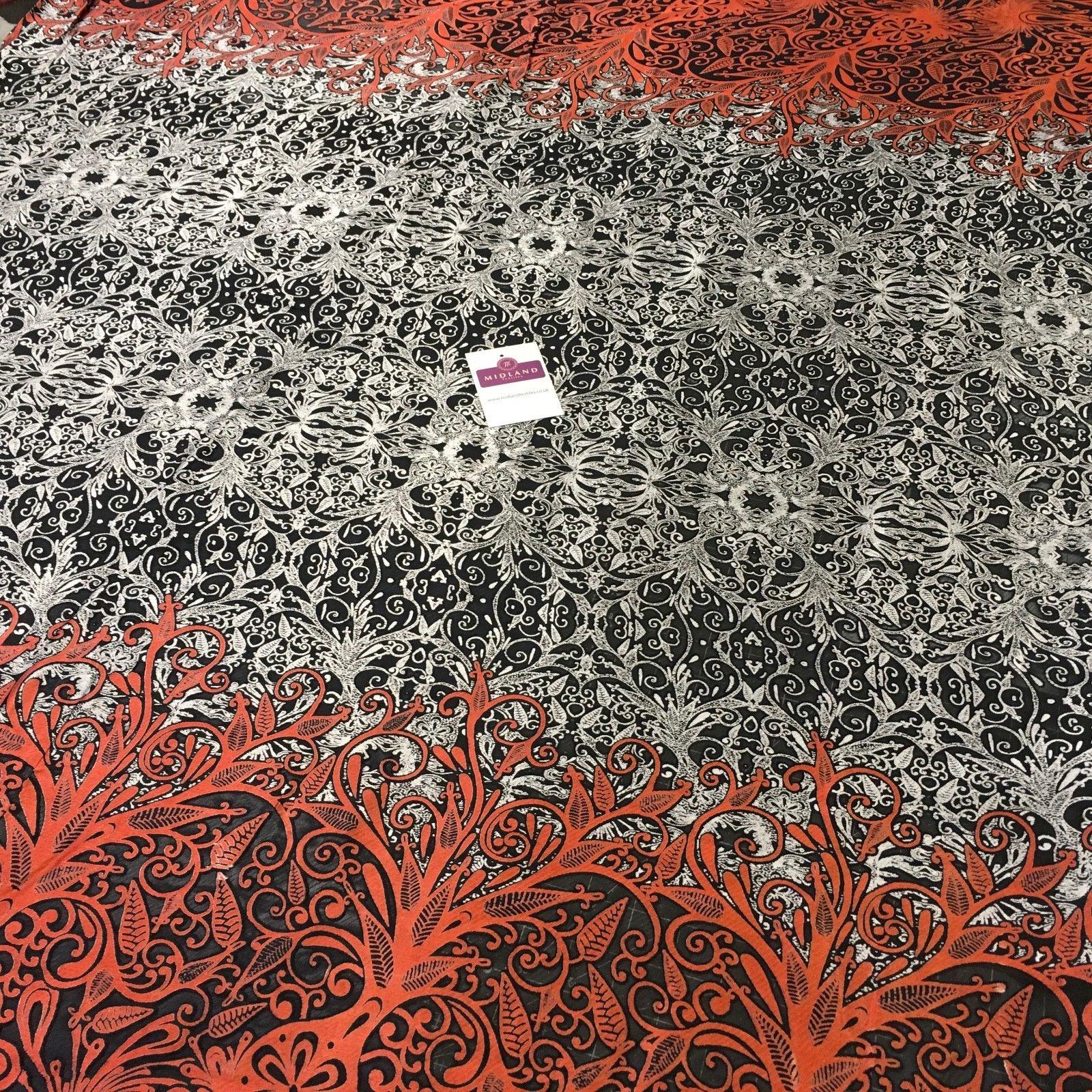 Two Tonal Double Border Burnout satin devore Chiffon fabric 58' Wide MA1029