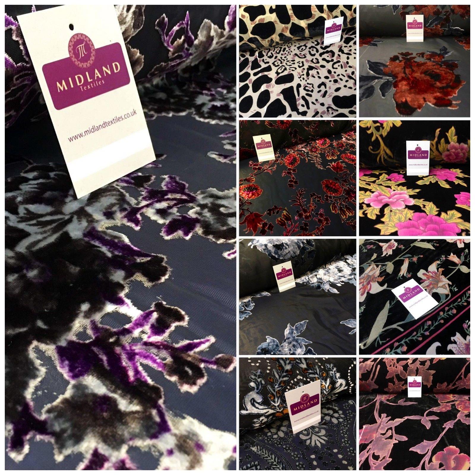 Lightweight Floral Velvet chiffon burnout Devore dress Fabric 50' Wide M999