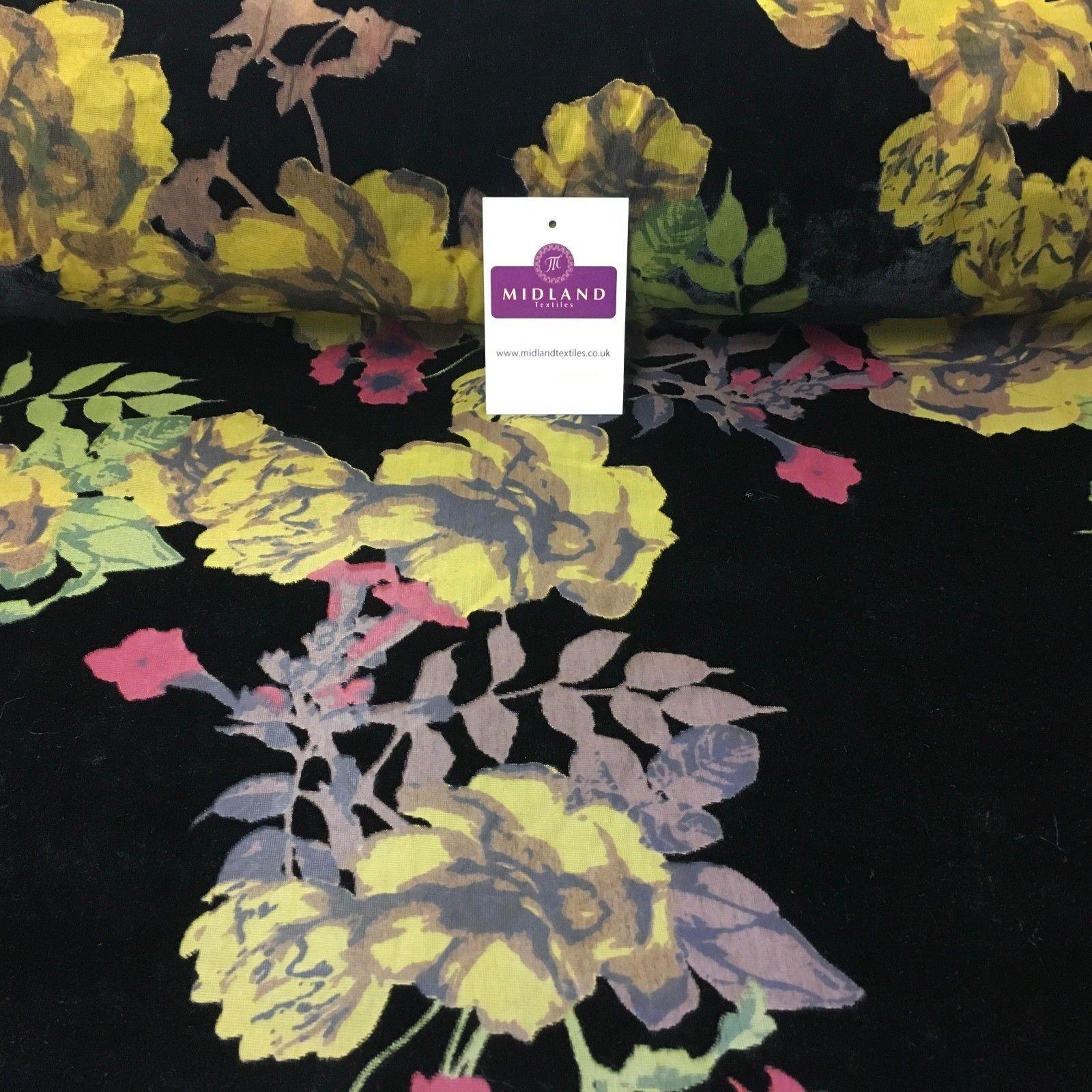 Lightweight Floral Velvet chiffon burnout Devore dress Fabric 50' Wide M999