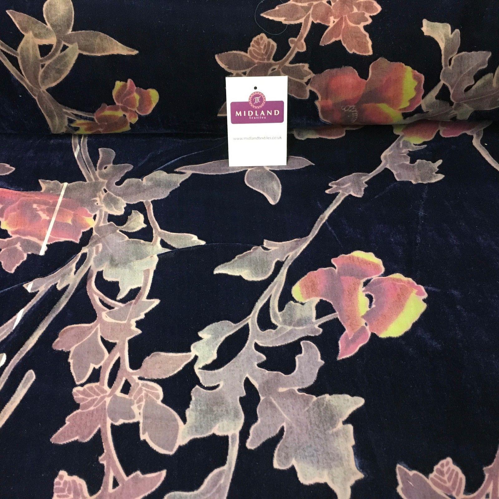 Lightweight Floral Velvet chiffon burnout Devore dress Fabric 50' Wide M999