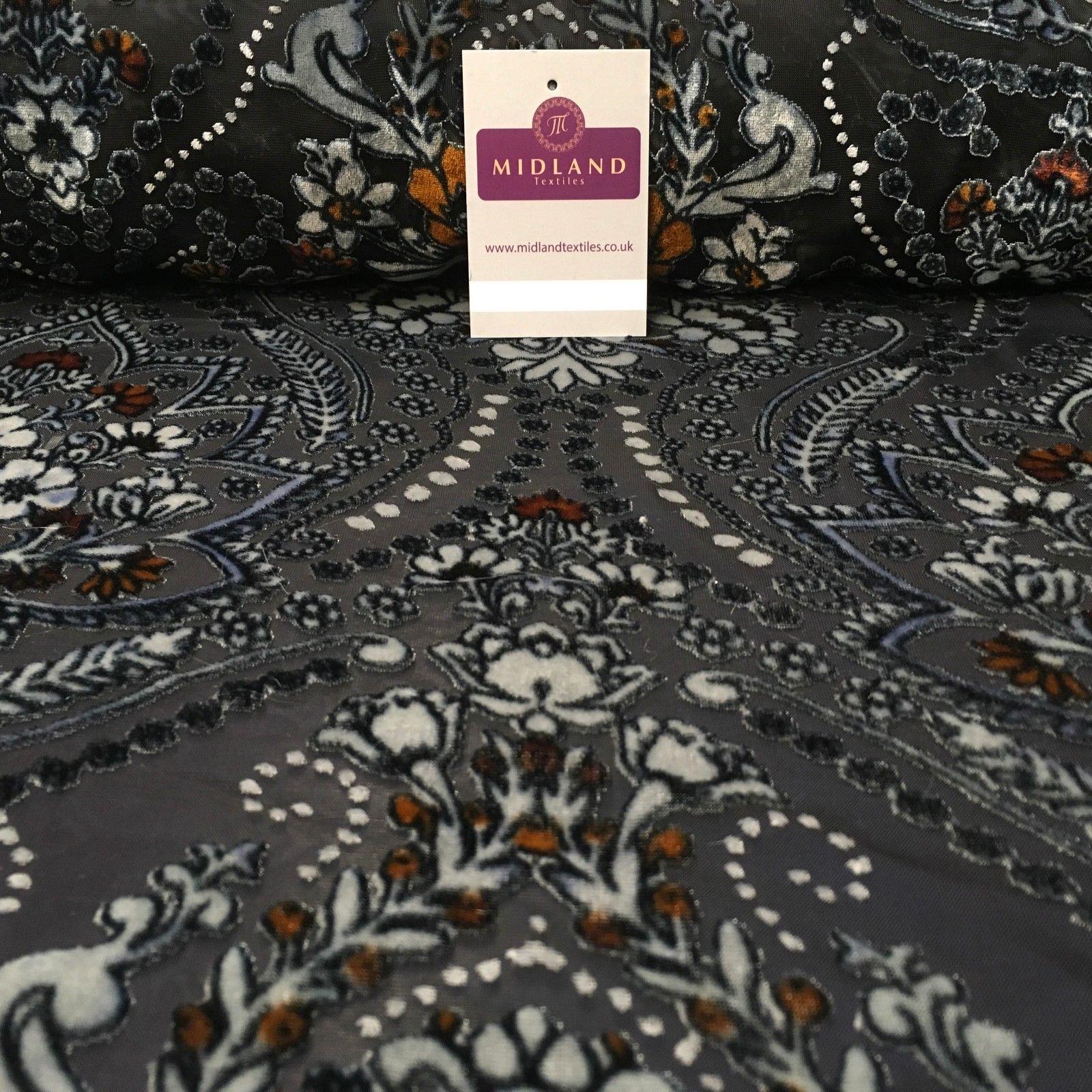 Lightweight Floral Velvet chiffon burnout Devore dress Fabric 50' Wide M999