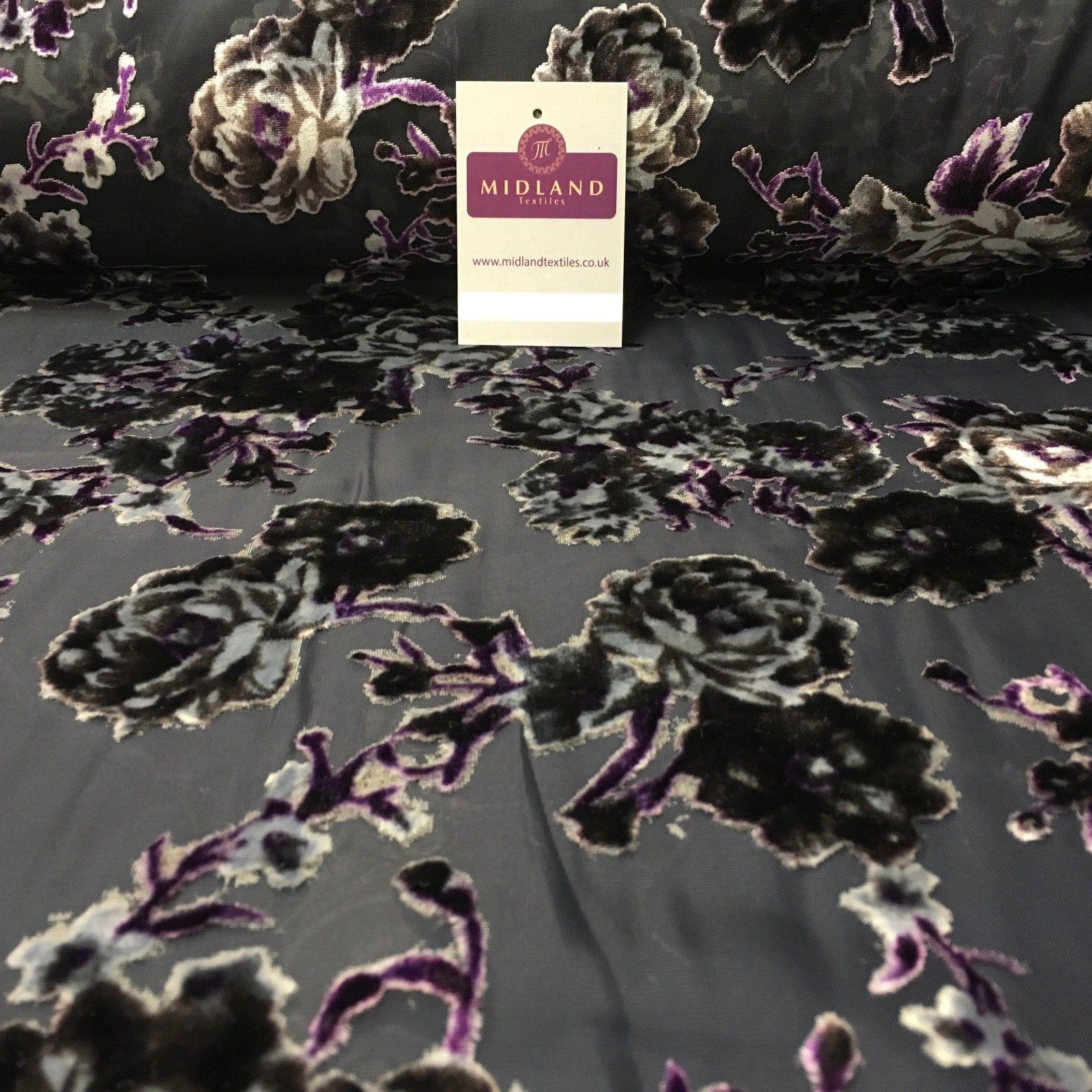 Lightweight Floral Velvet chiffon burnout Devore dress Fabric 50' Wide M999