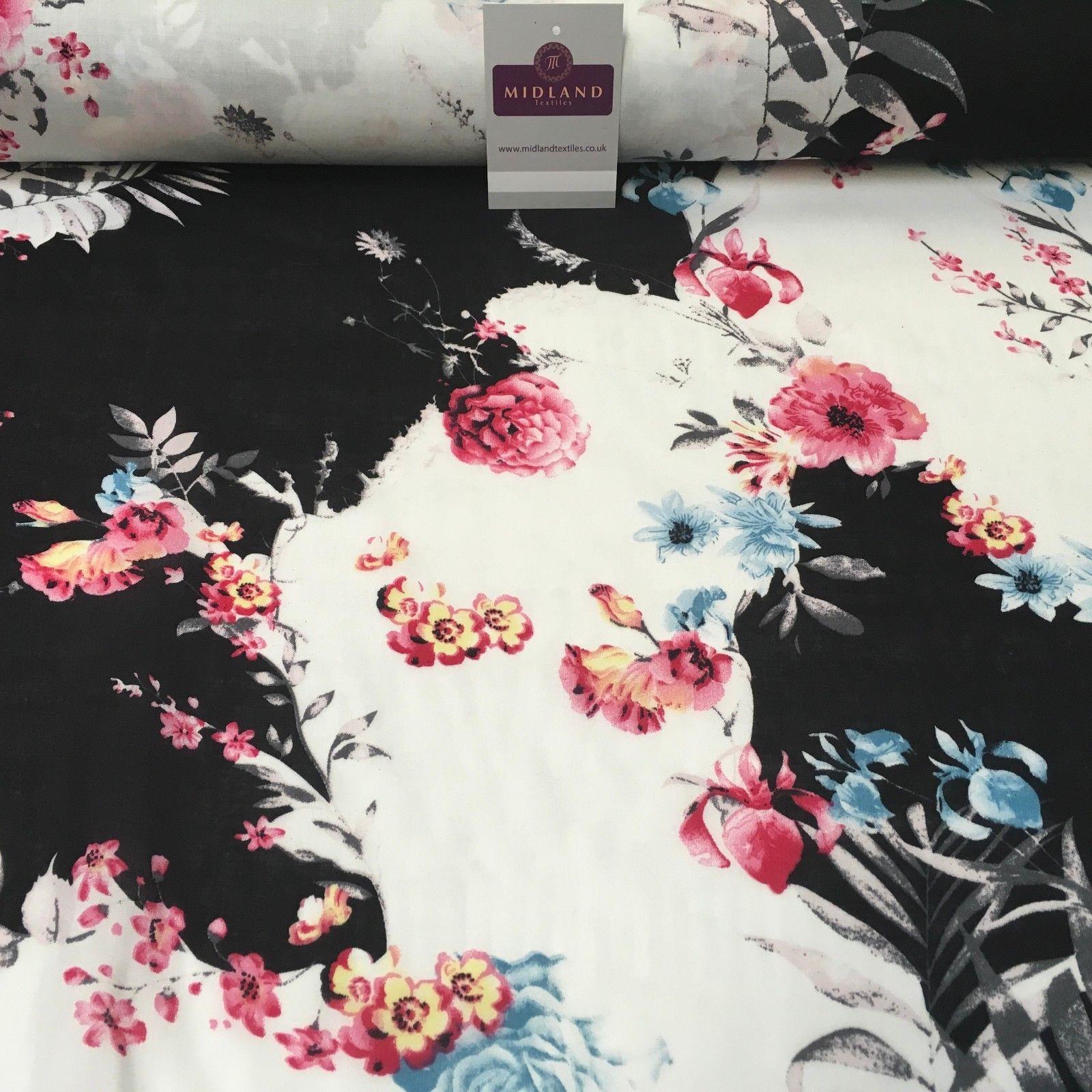 Large Floral Vintage Printed Viscose Dress Fabric 58' Wide MA1011 Mtex