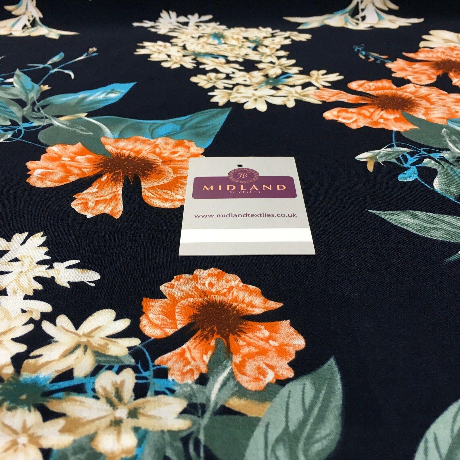 Floral Vintage Printed Viscose Dress Fabric 58' Wide MA1010 Mtex