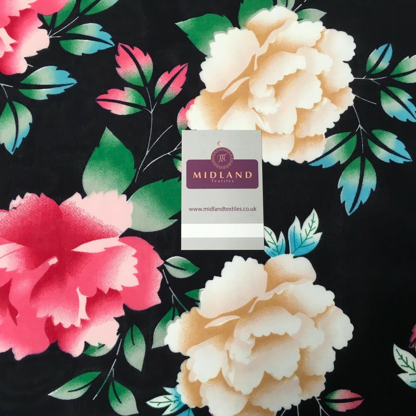 Large Floral Vintage Printed Viscose Dress Fabric 58' Wide MA1009 Mtex