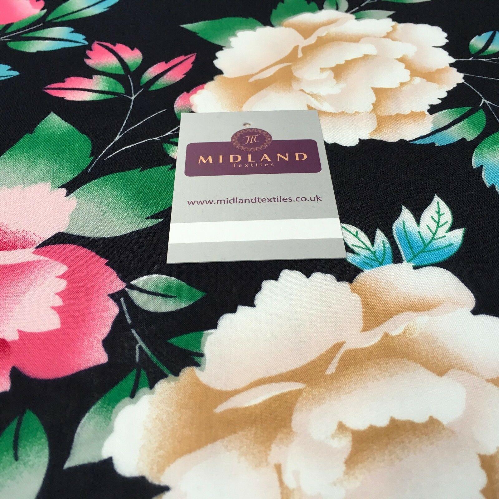 Large Floral Vintage Printed Viscose Dress Fabric 58' Wide MA1009 Mtex