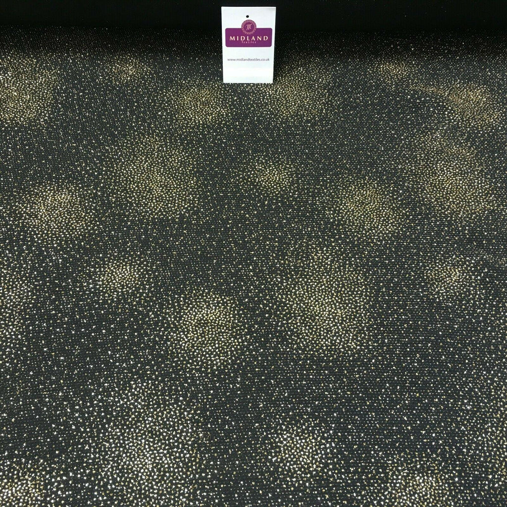 Black Gold Spangle Glitter Lurex Stretch Dress Fabric 139 cm Wide MV1067