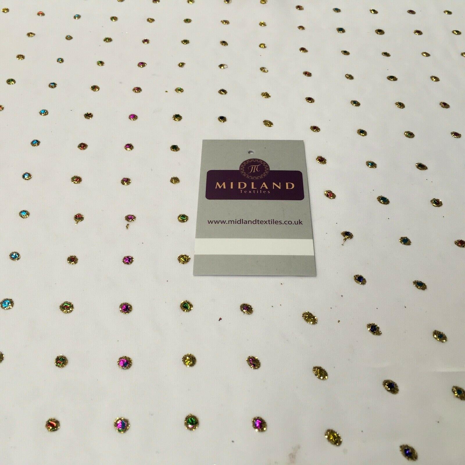 Multicoloured dew drop White chiffon fabric Fabric 140cm Wide MA1077 Mtex
