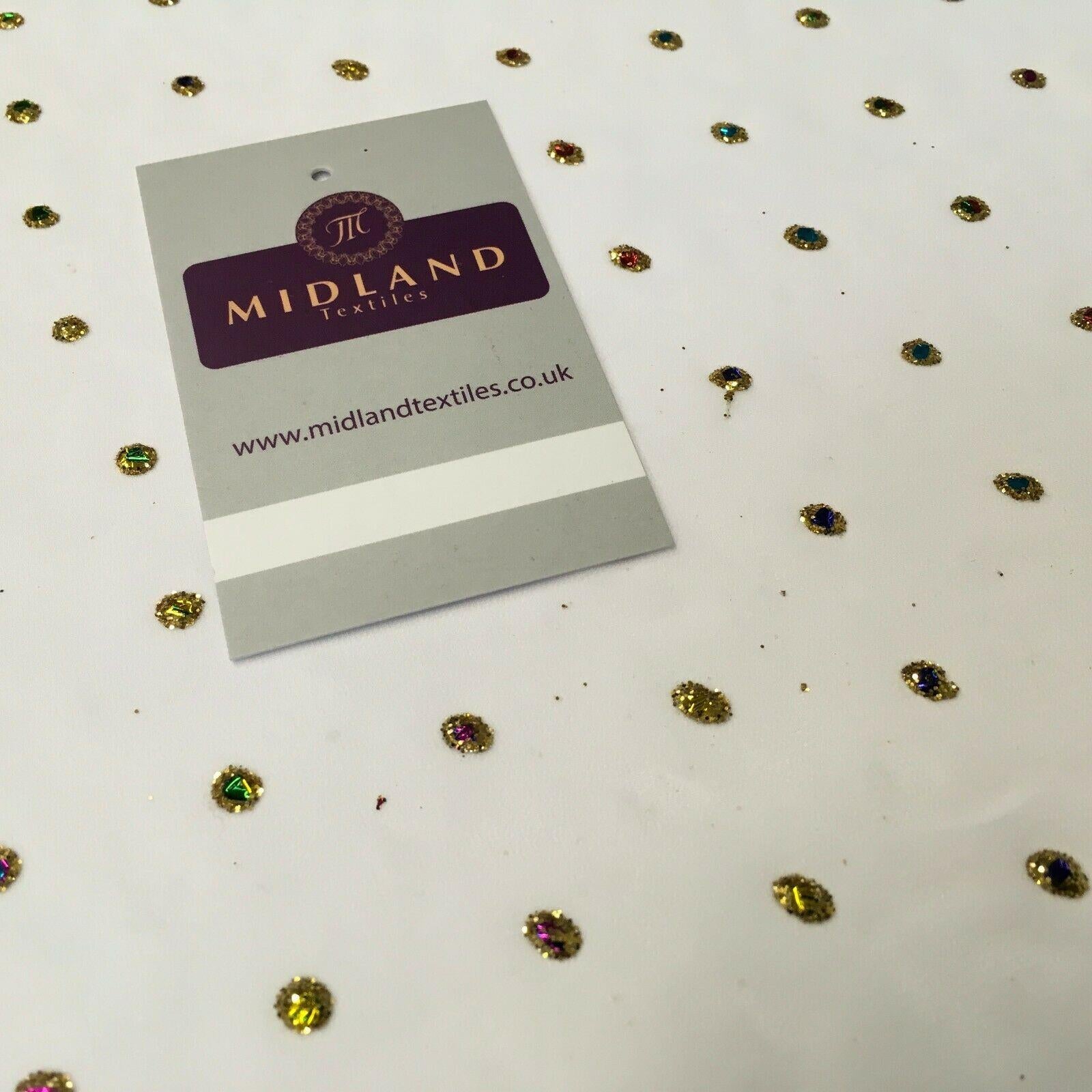 Multicoloured dew drop White chiffon fabric Fabric 140cm Wide MA1077 Mtex