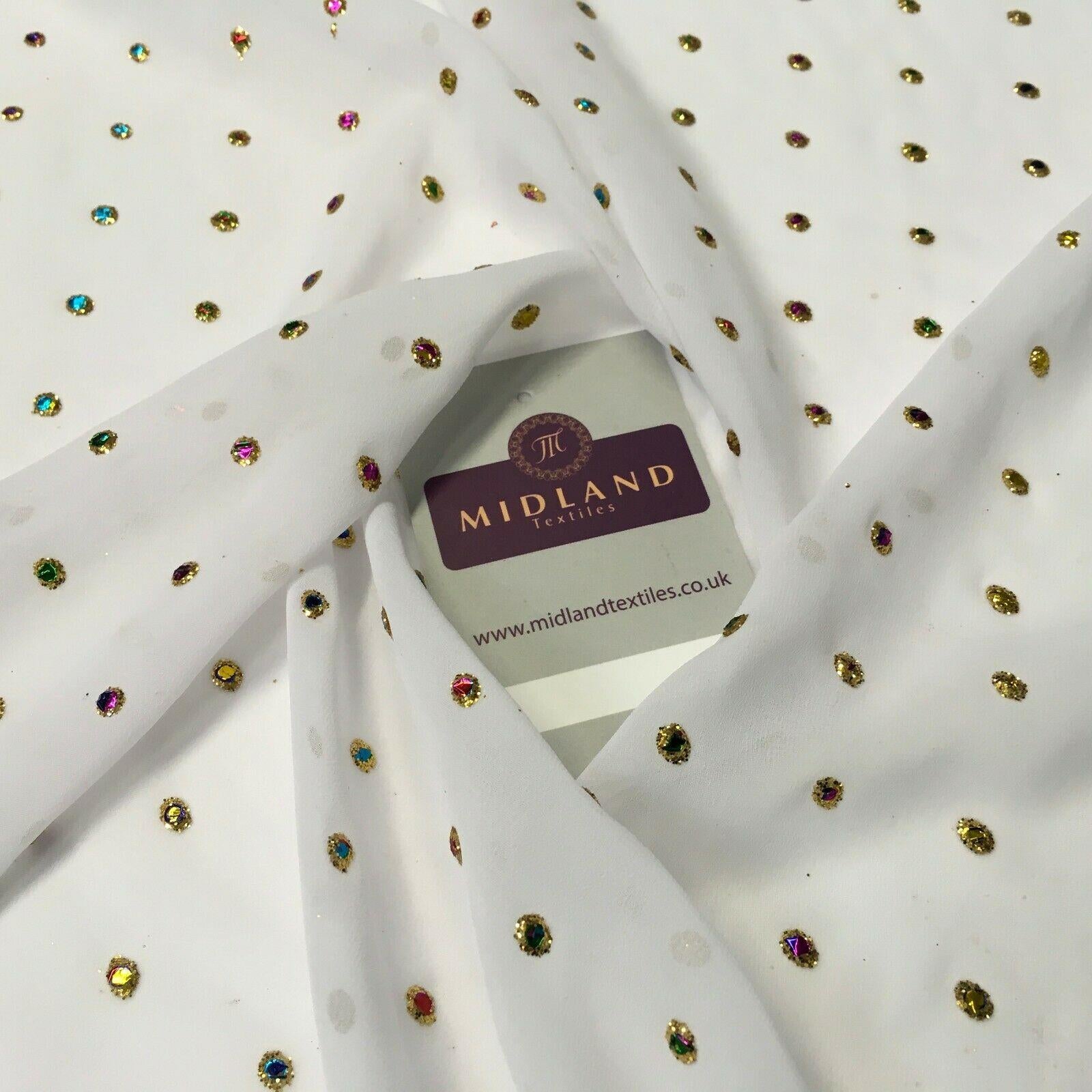 Multicoloured dew drop White chiffon fabric Fabric 140cm Wide MA1077 Mtex