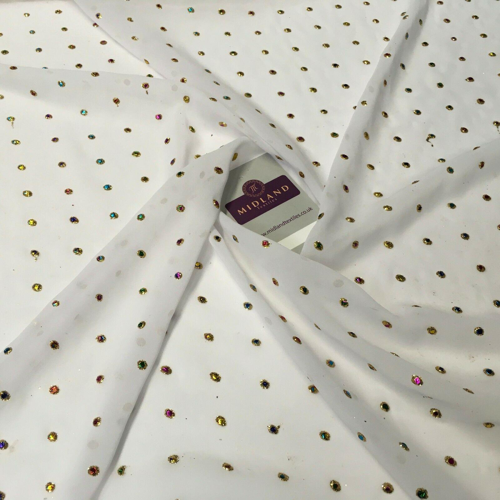 Multicoloured dew drop White chiffon fabric Fabric 140cm Wide MA1077 Mtex