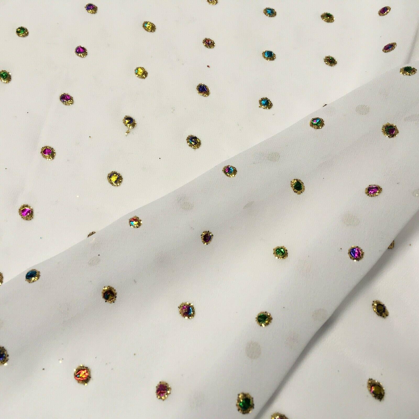 Multicoloured dew drop White chiffon fabric Fabric 140cm Wide MA1077 Mtex