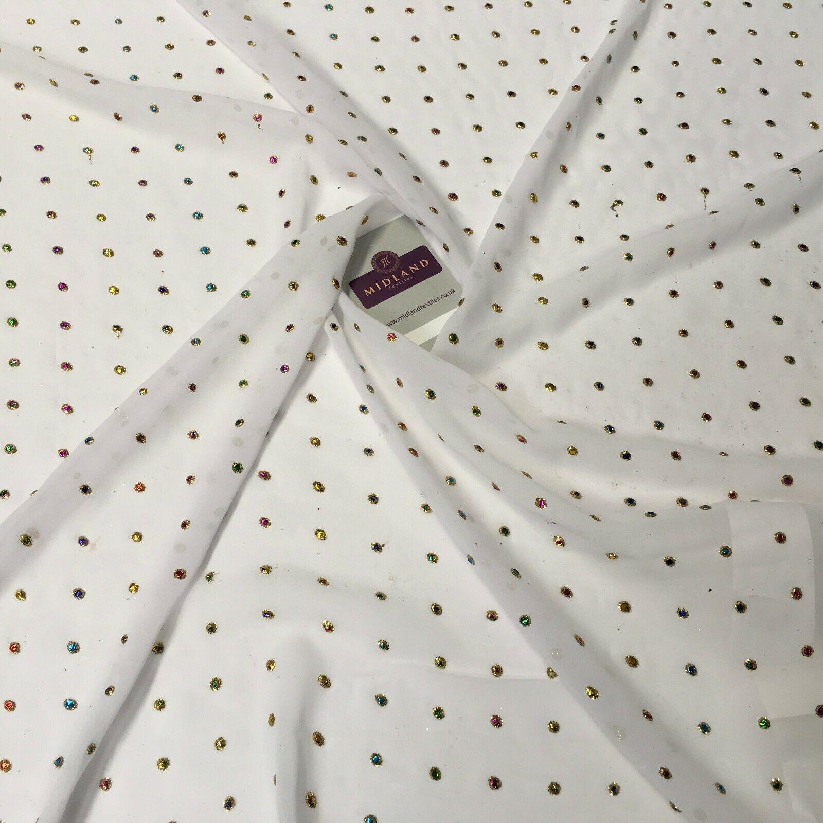 Multicoloured dew drop White chiffon fabric Fabric 140cm Wide MA1077 Mtex