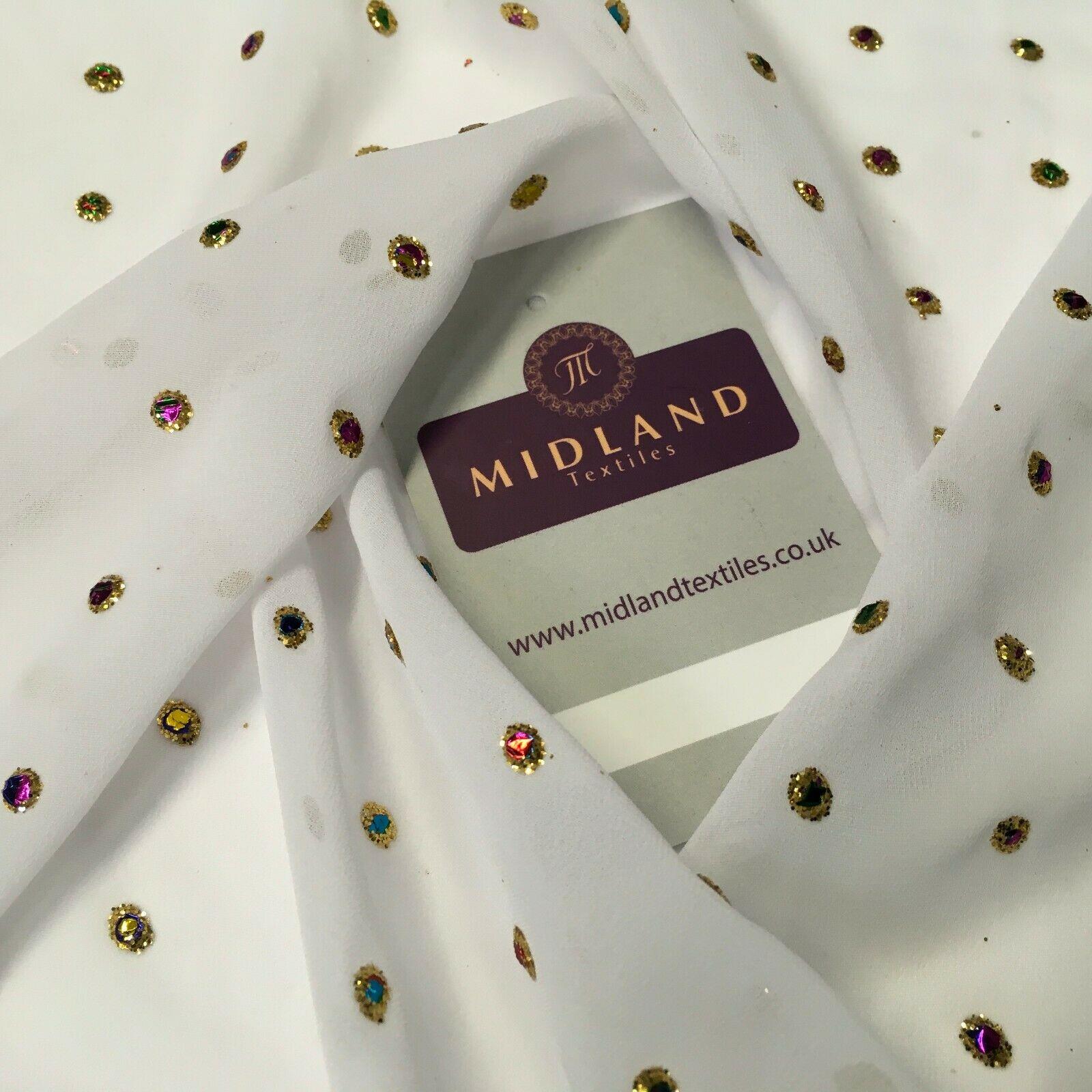 Multicoloured dew drop White chiffon fabric Fabric 140cm Wide MA1077 Mtex