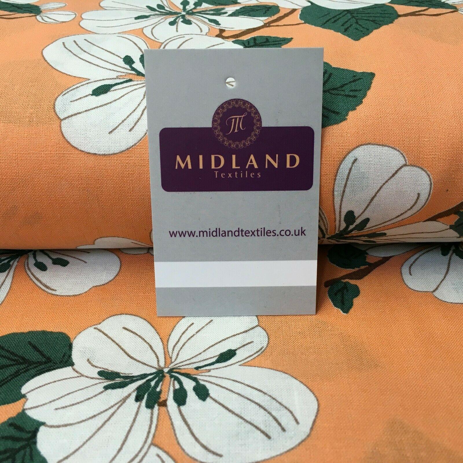 Peach Floral Printed Cotton Linen Dress Fabric 150cm Wide MK1086-3