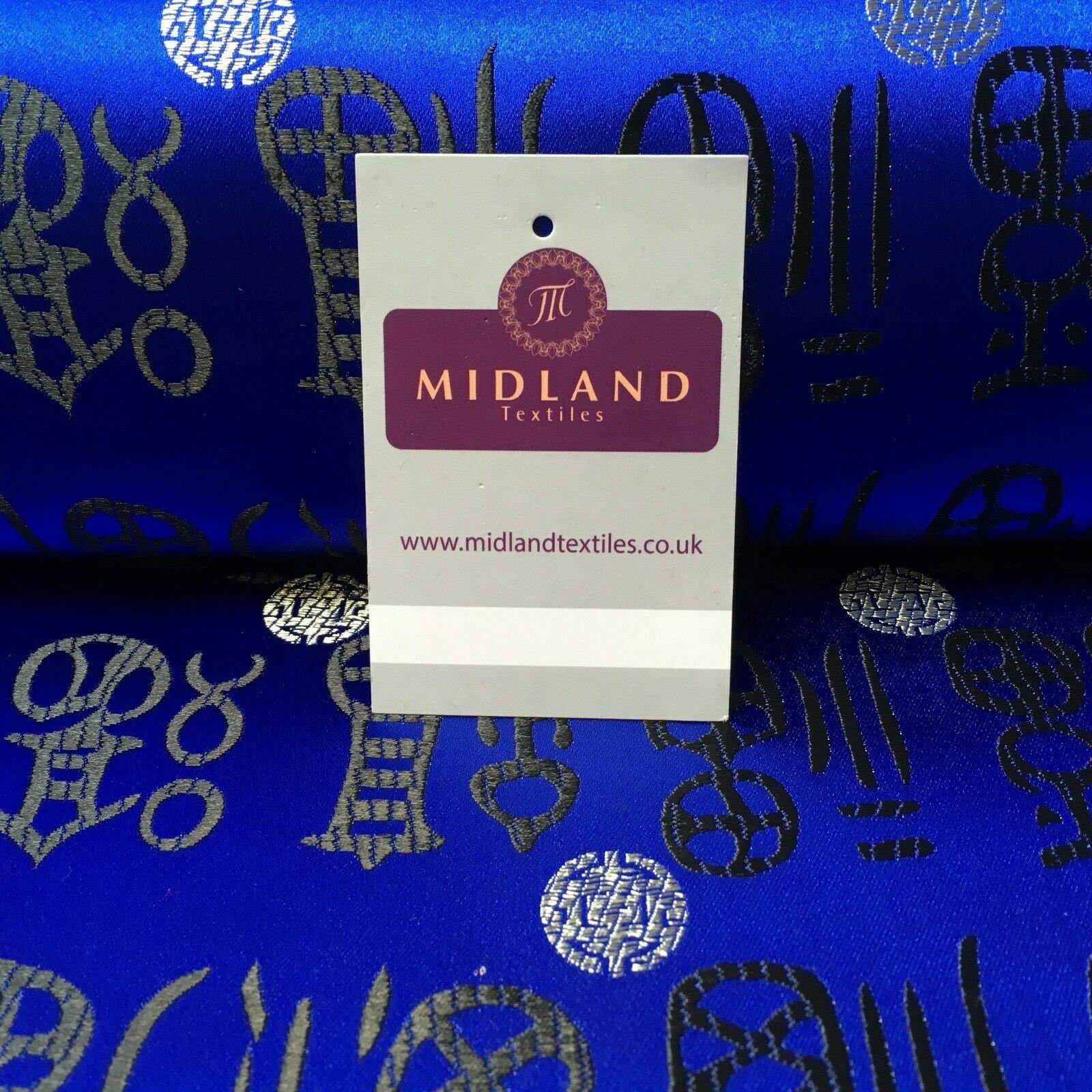 Royal Blue and Black Chinese Words & Medallion Brocade Fabric 110cm Wide M395-25