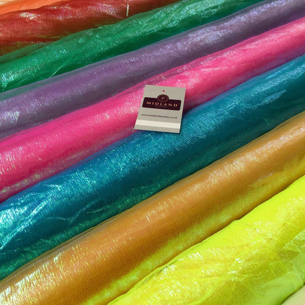 Pearlized Iridescent Crinkle Sheer Organza Fabric 130cm Wide MK1082 Mtex