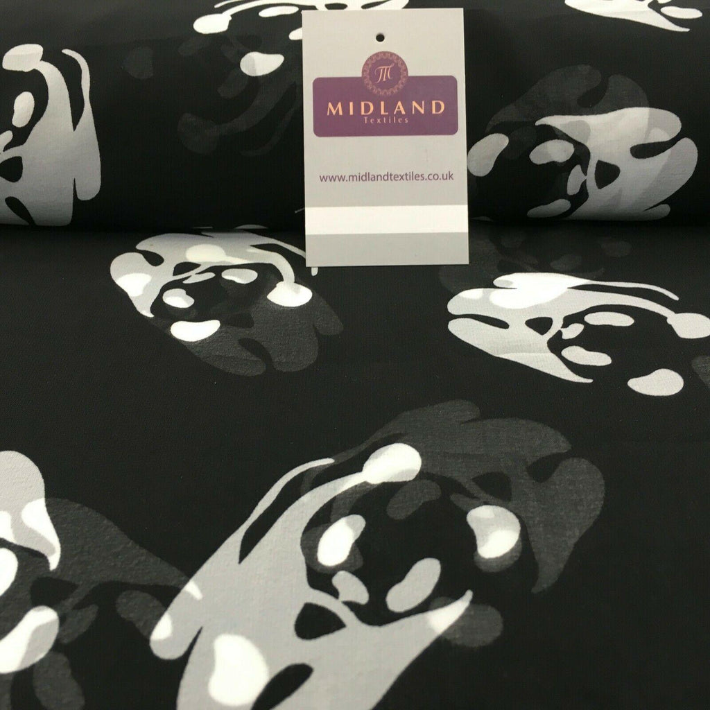 Black and White Panda Silhouette Printed Light Chiffon Fabric 150 cm MK1084-8