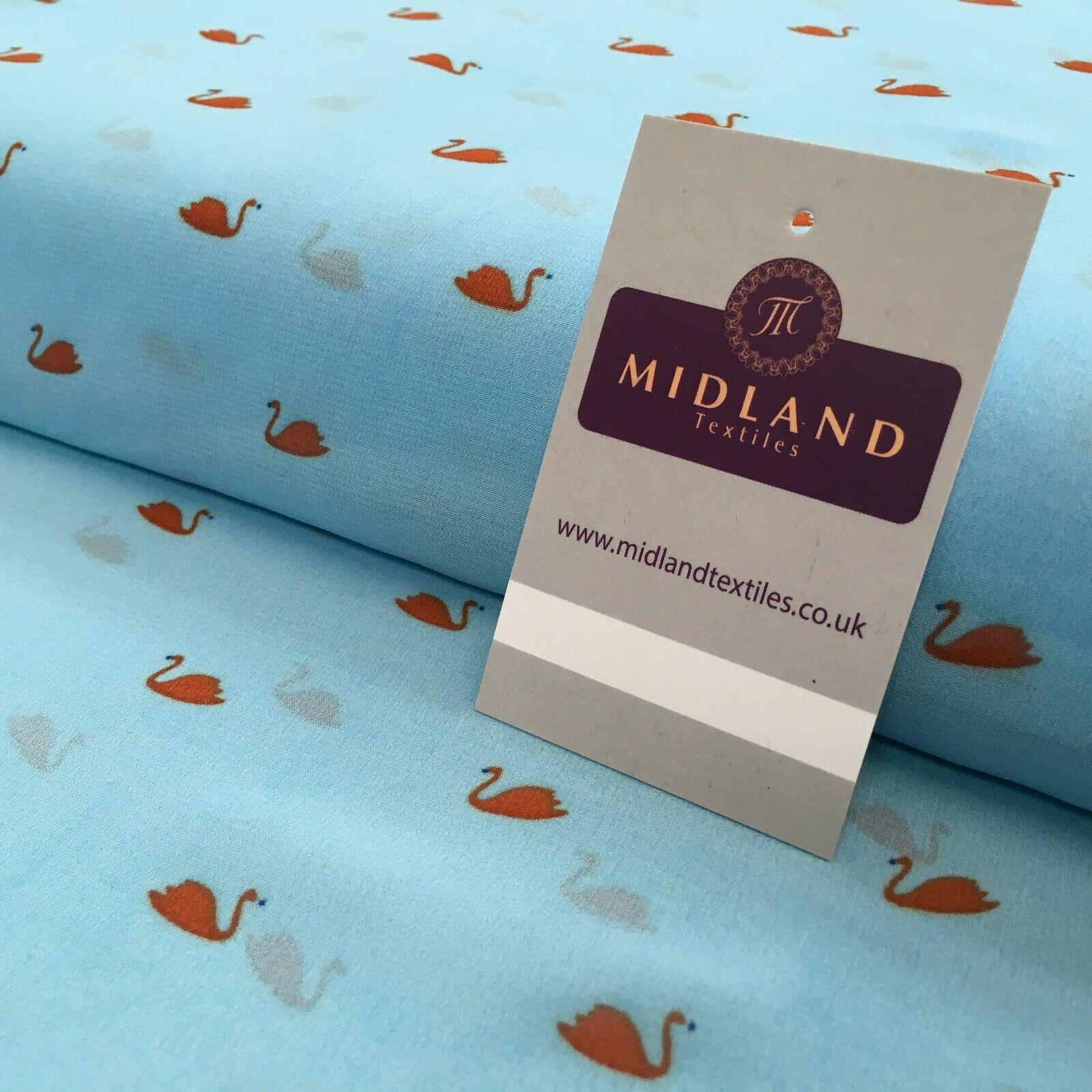 Sky Blue Swan Printed Light High Street Chiffon Fabric 150cm MK1084-20