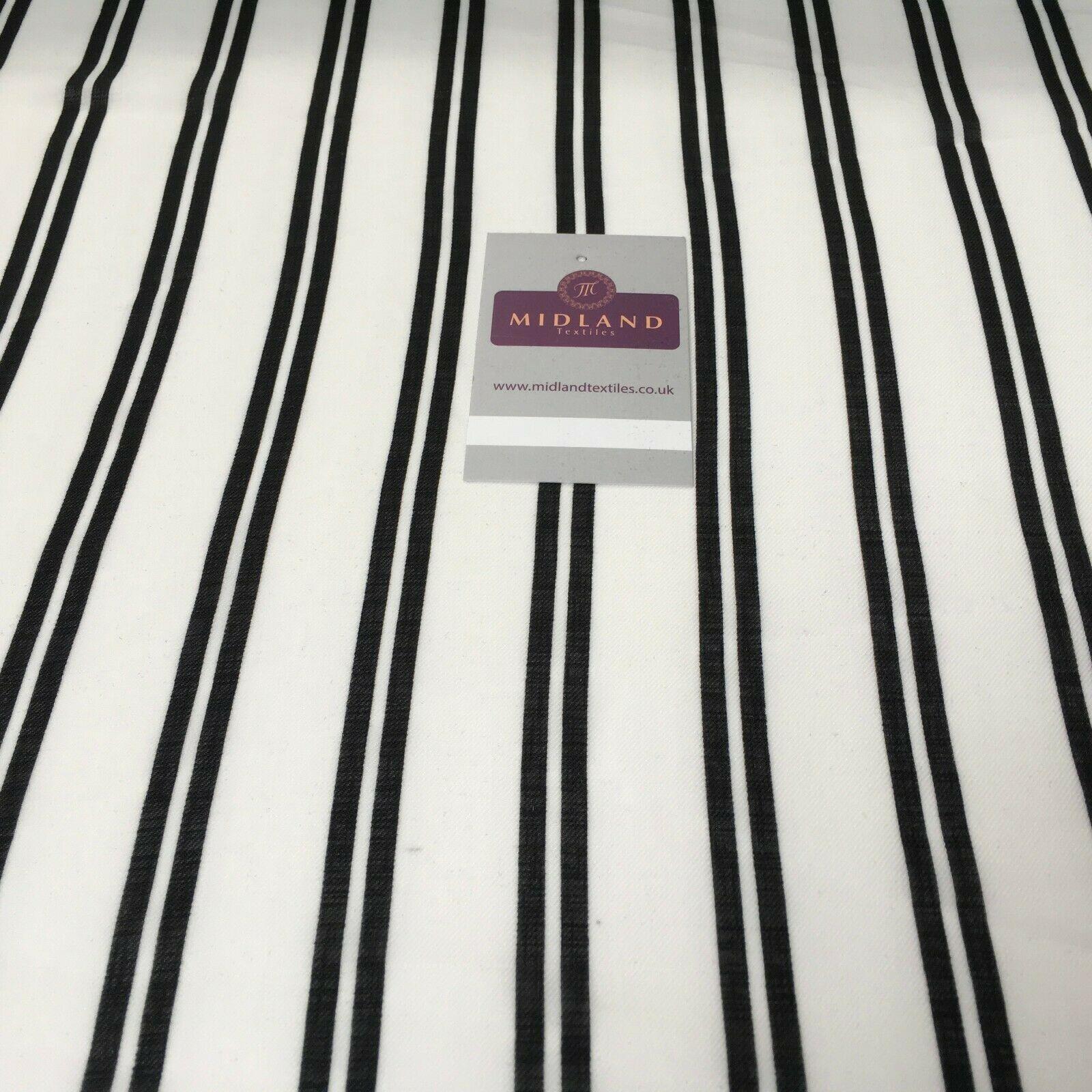Ivory & Black Stripped Georgette crepe Linen effect fabric 150cm wide MK1095-9