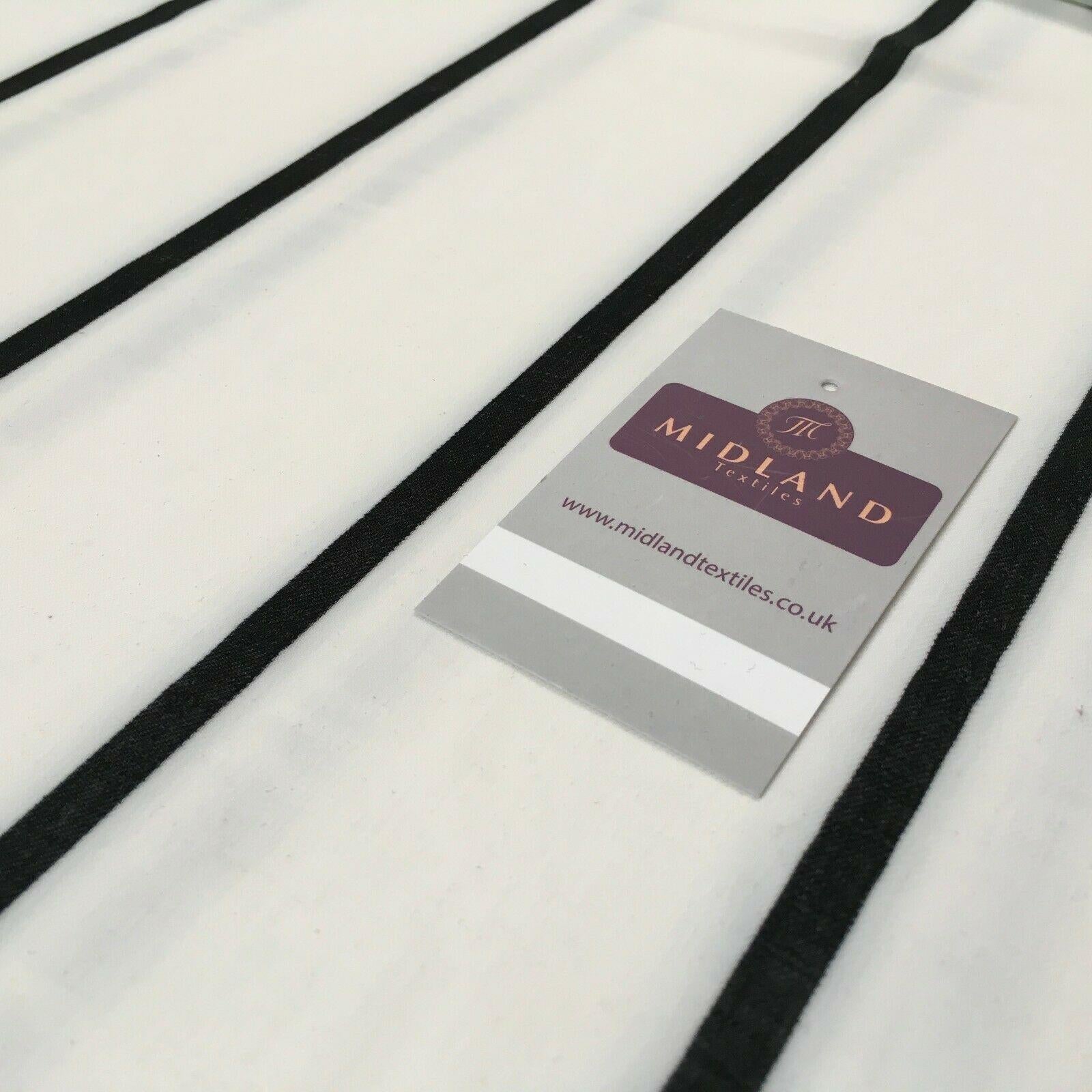 Ivory and Black Striped Georgette crepe Linen effect dress Fabric 150cm MK1095-3