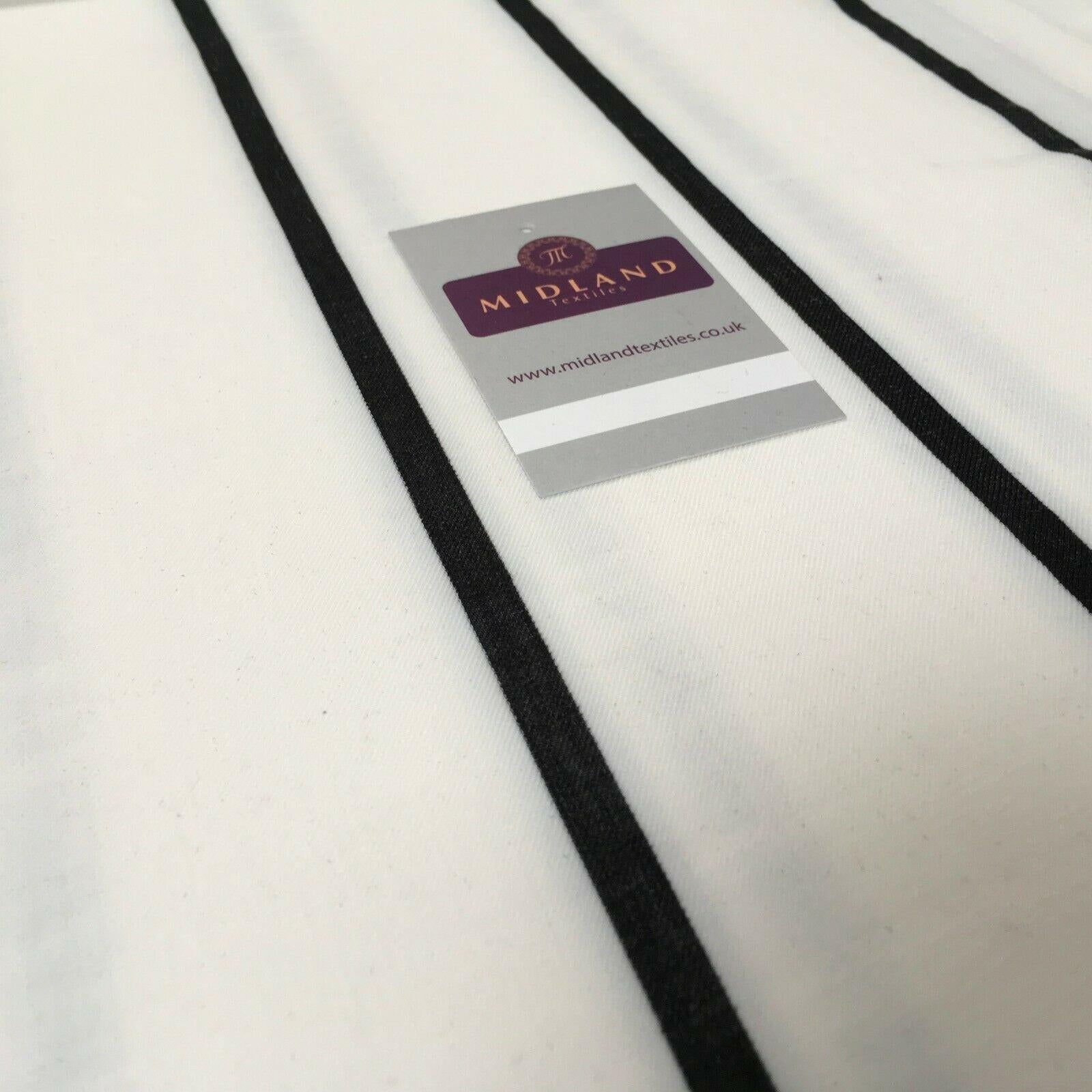 Ivory and Black Striped Georgette crepe Linen effect dress Fabric 150cm MK1095-3