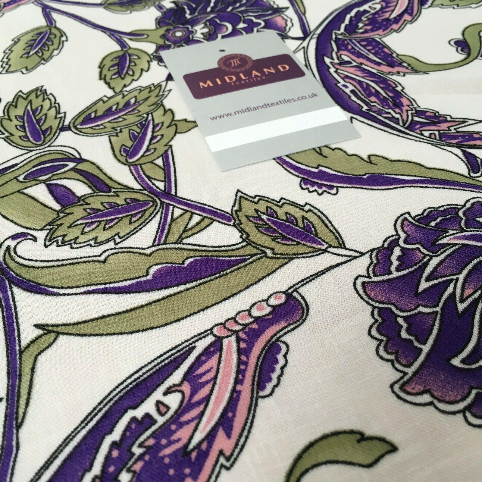 Ivory Purple Georgette crepe Linen effect dress Fabric 150cm wide MK1095-16