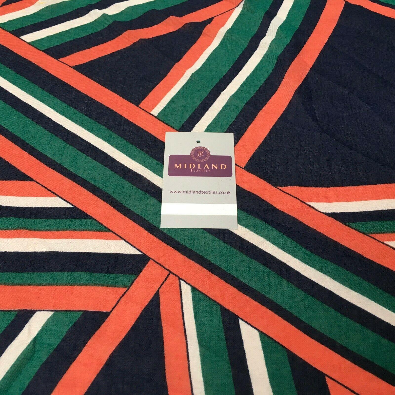 Navy and green Georgette crepe Linen effect dress Fabric 150cm wide MK1095-2