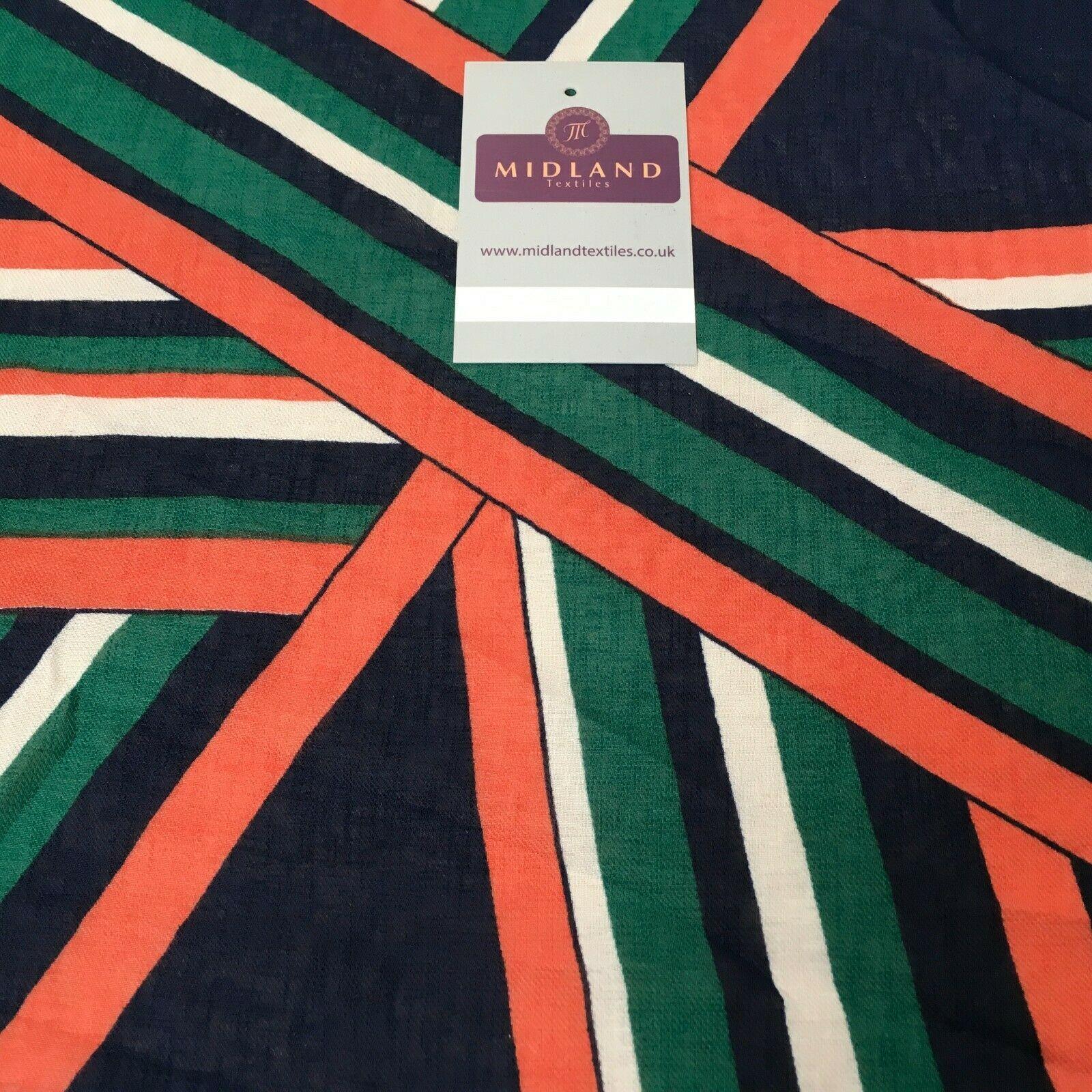 Navy and green Georgette crepe Linen effect dress Fabric 150cm wide MK1095-2