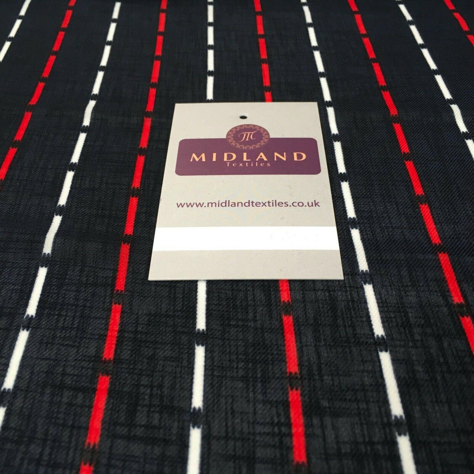 Navy Blue Line Georgette crepe Linen effect dress Fabric 150cm wide MK1095-2