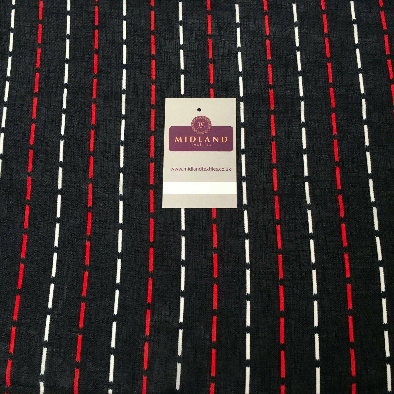 Navy Blue Line Georgette crepe Linen effect dress Fabric 150cm wide MK1095-2