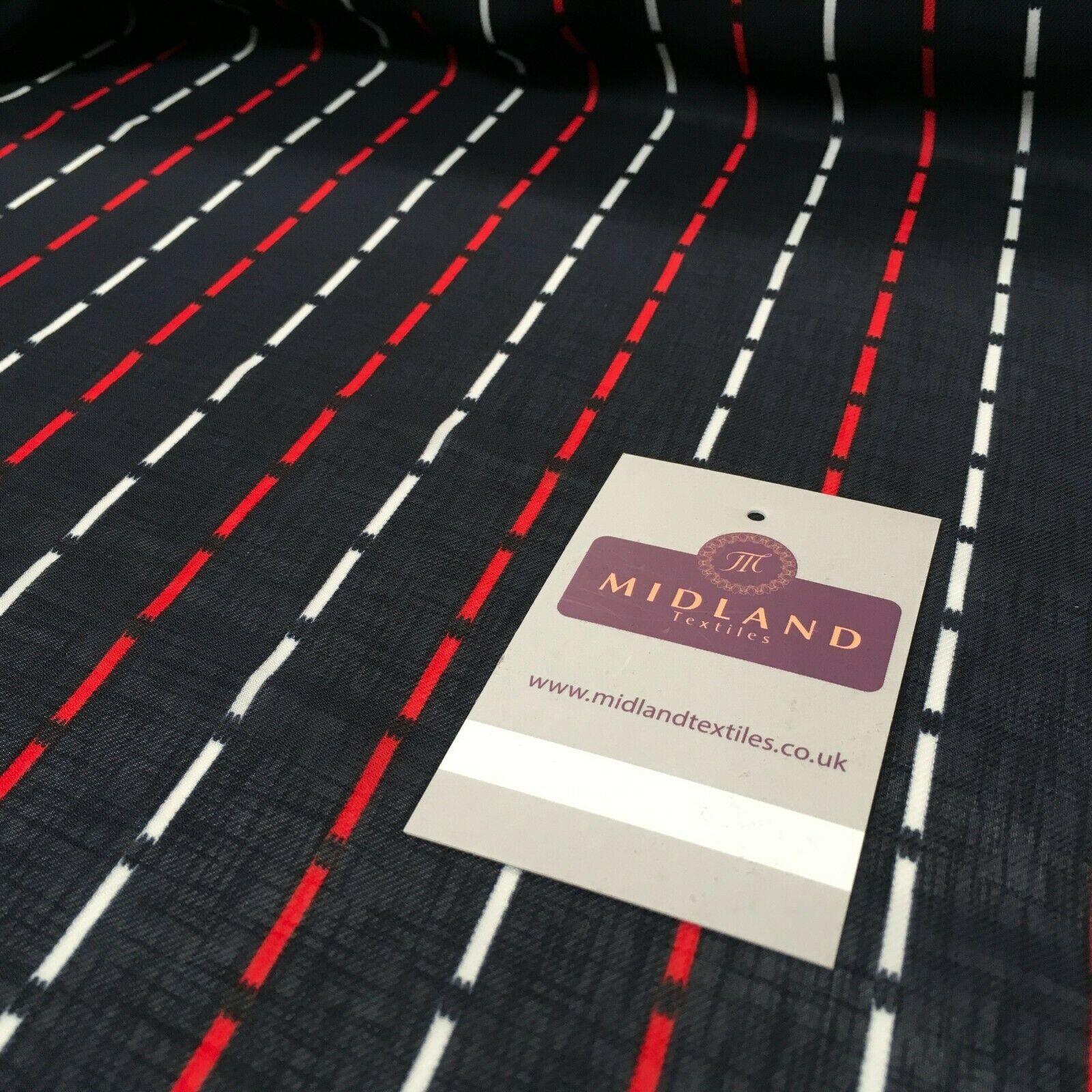 Navy Blue Line Georgette crepe Linen effect dress Fabric 150cm wide MK1095-2